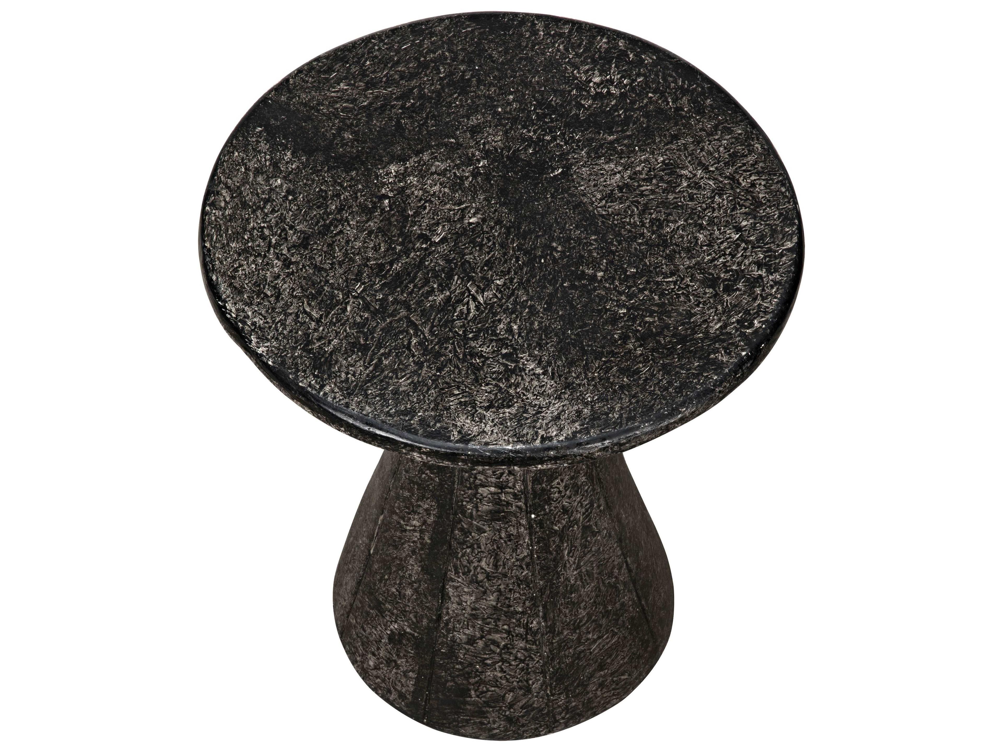 Noir Round Black End Table