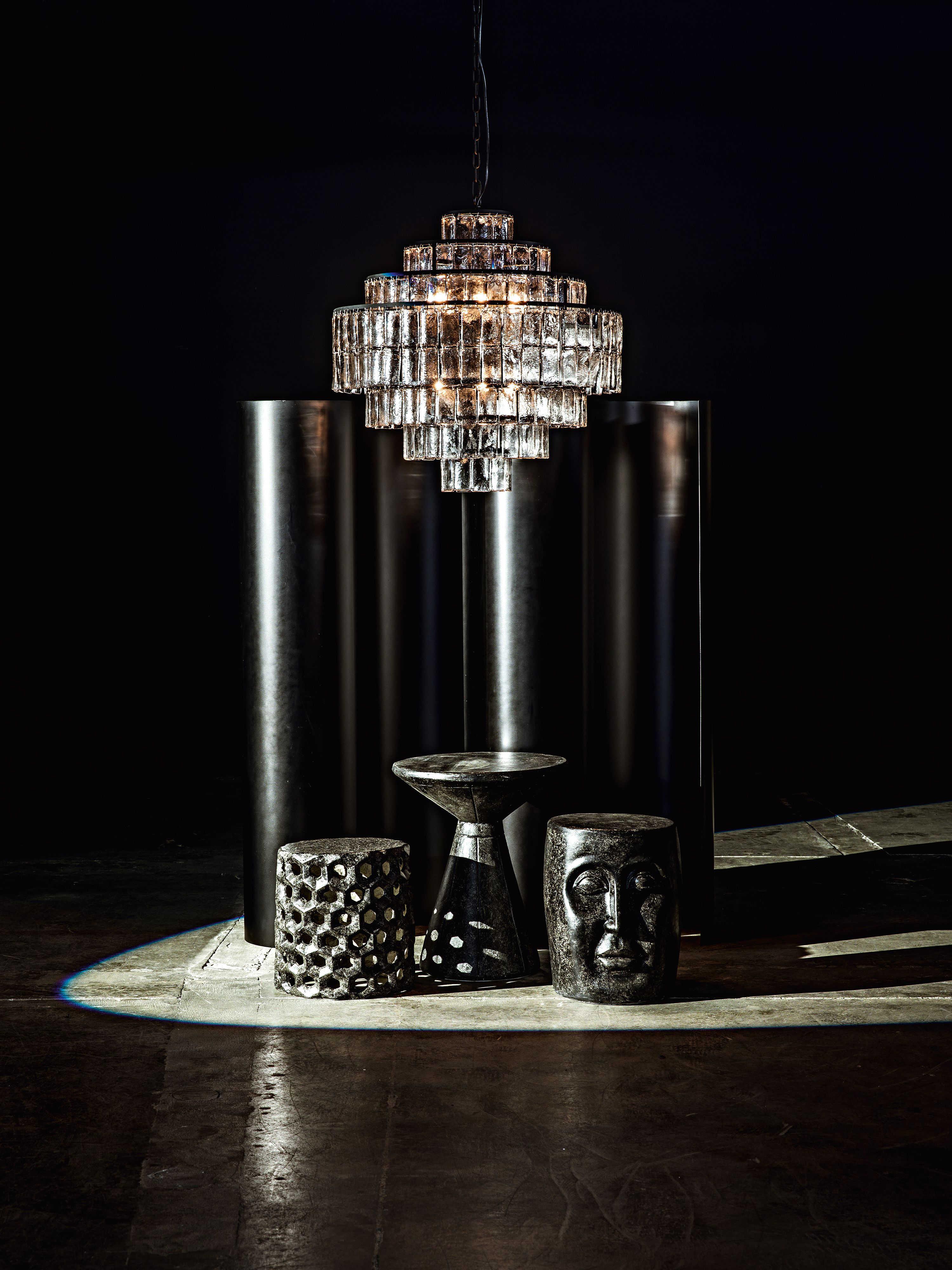 Noir Round Black End Table