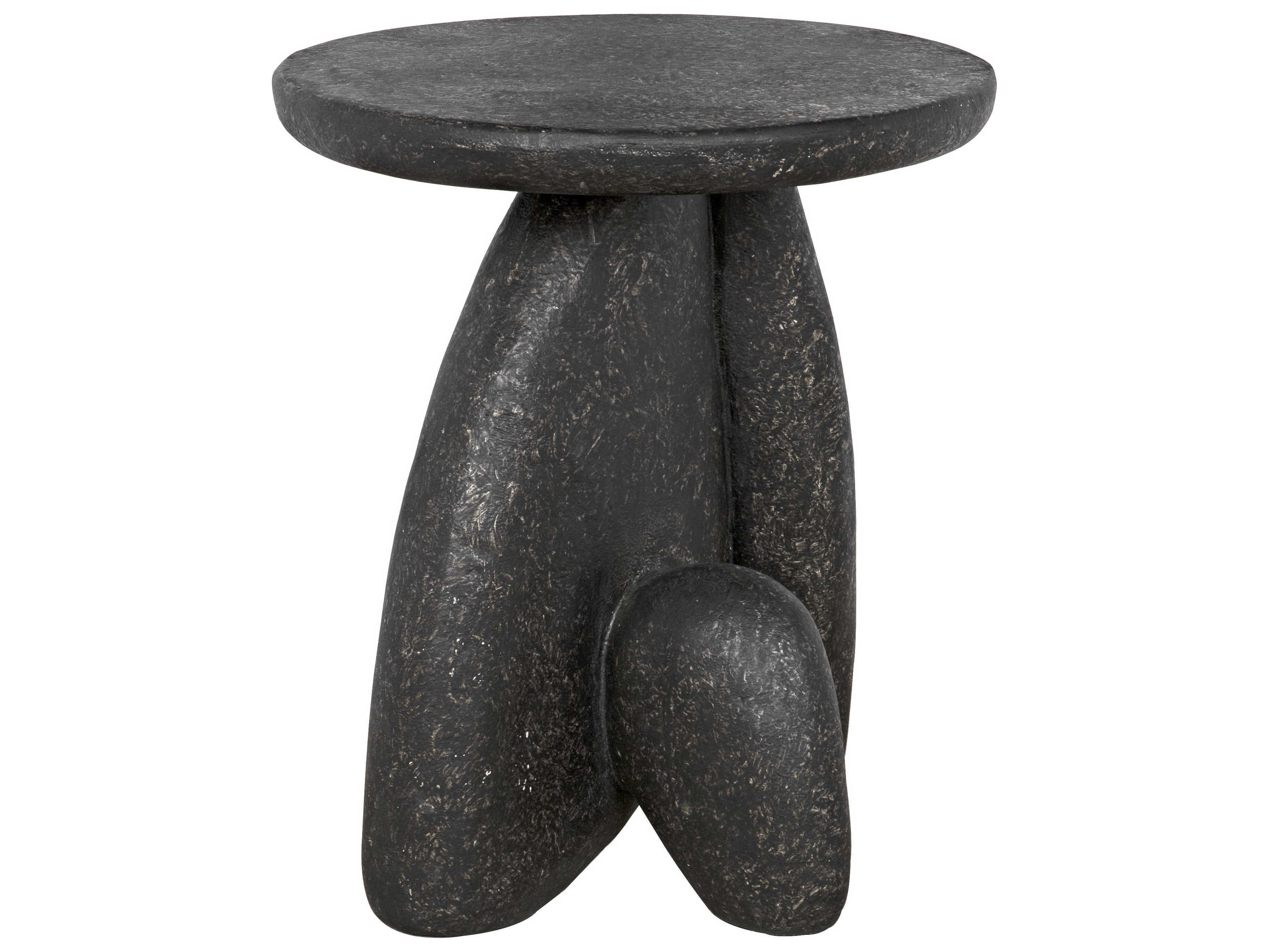 Noir Round Black Fiber Cement End Table