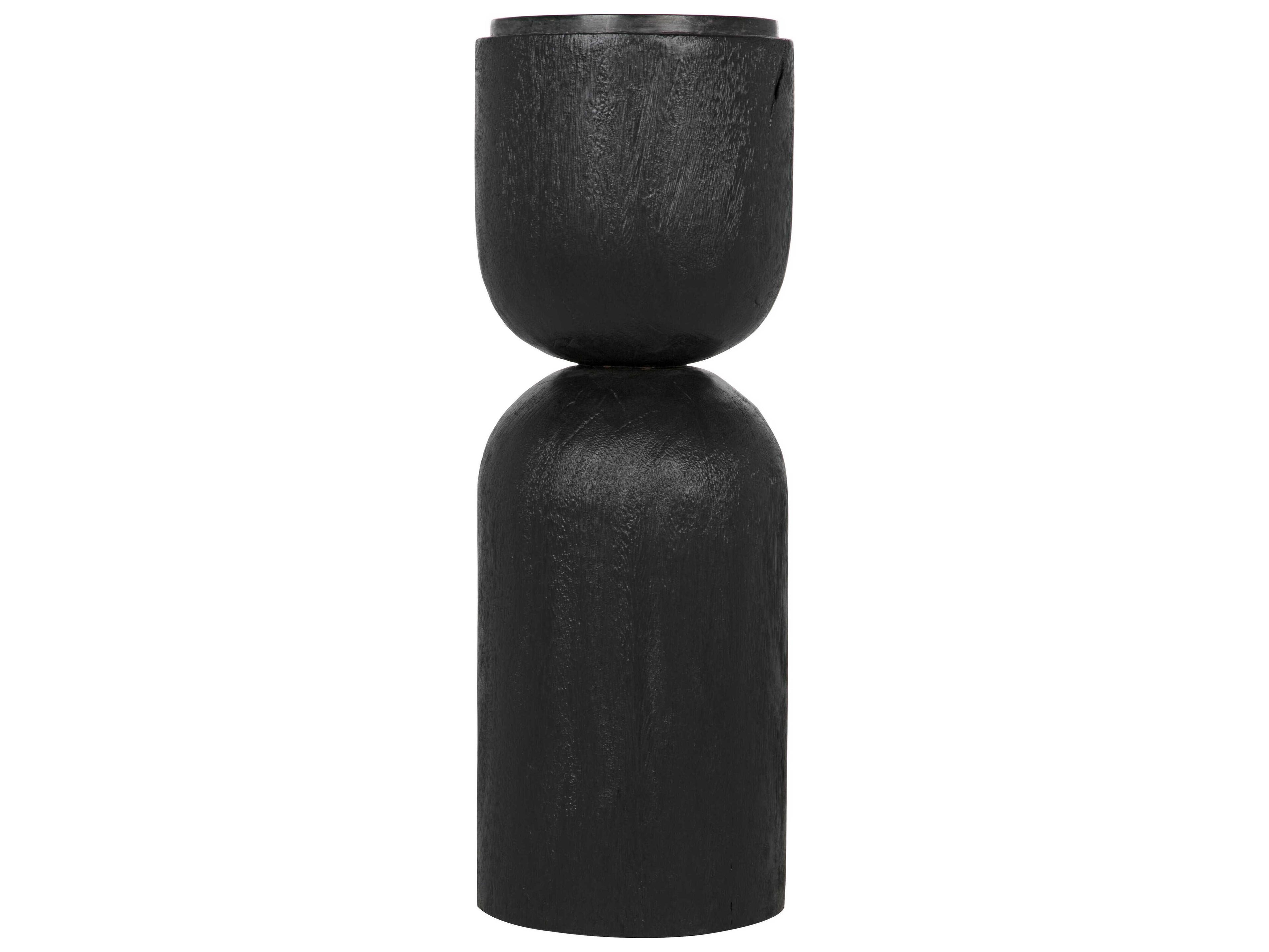Noir 9" Round Marble Burnt Black End Table