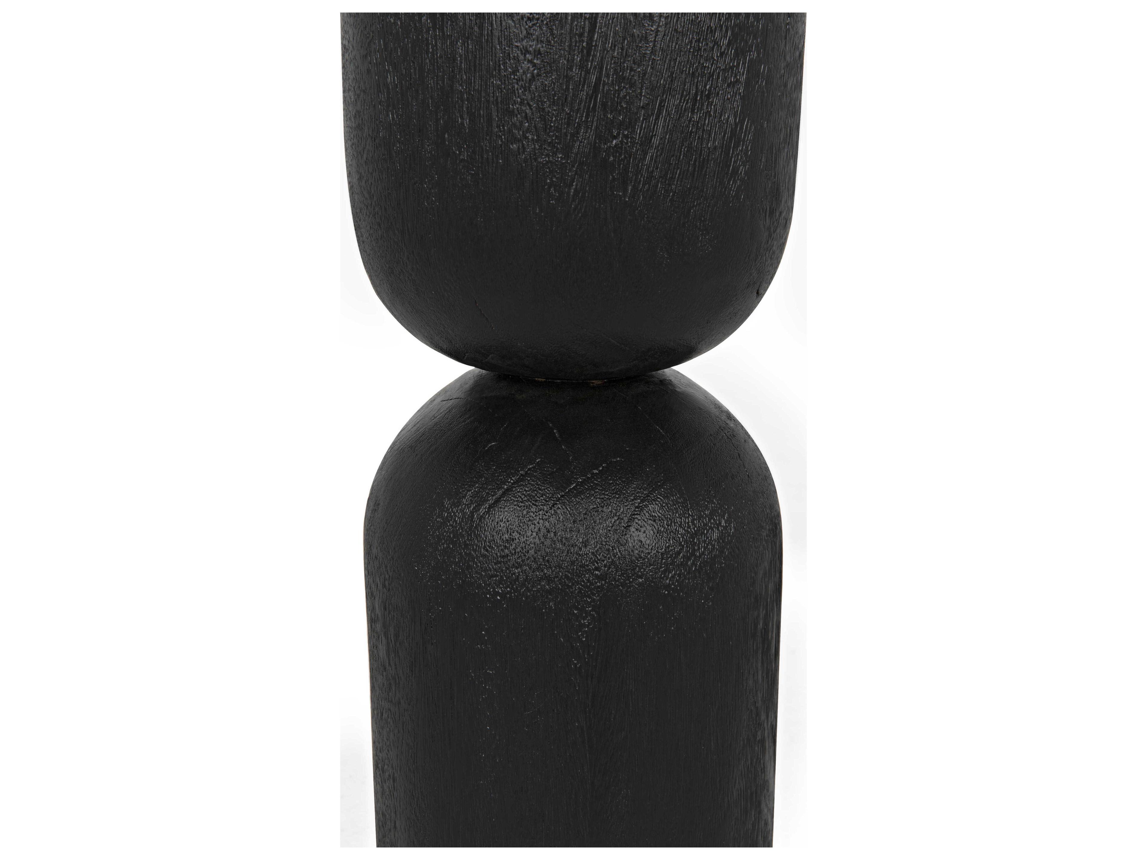 Noir 9" Round Marble Burnt Black End Table