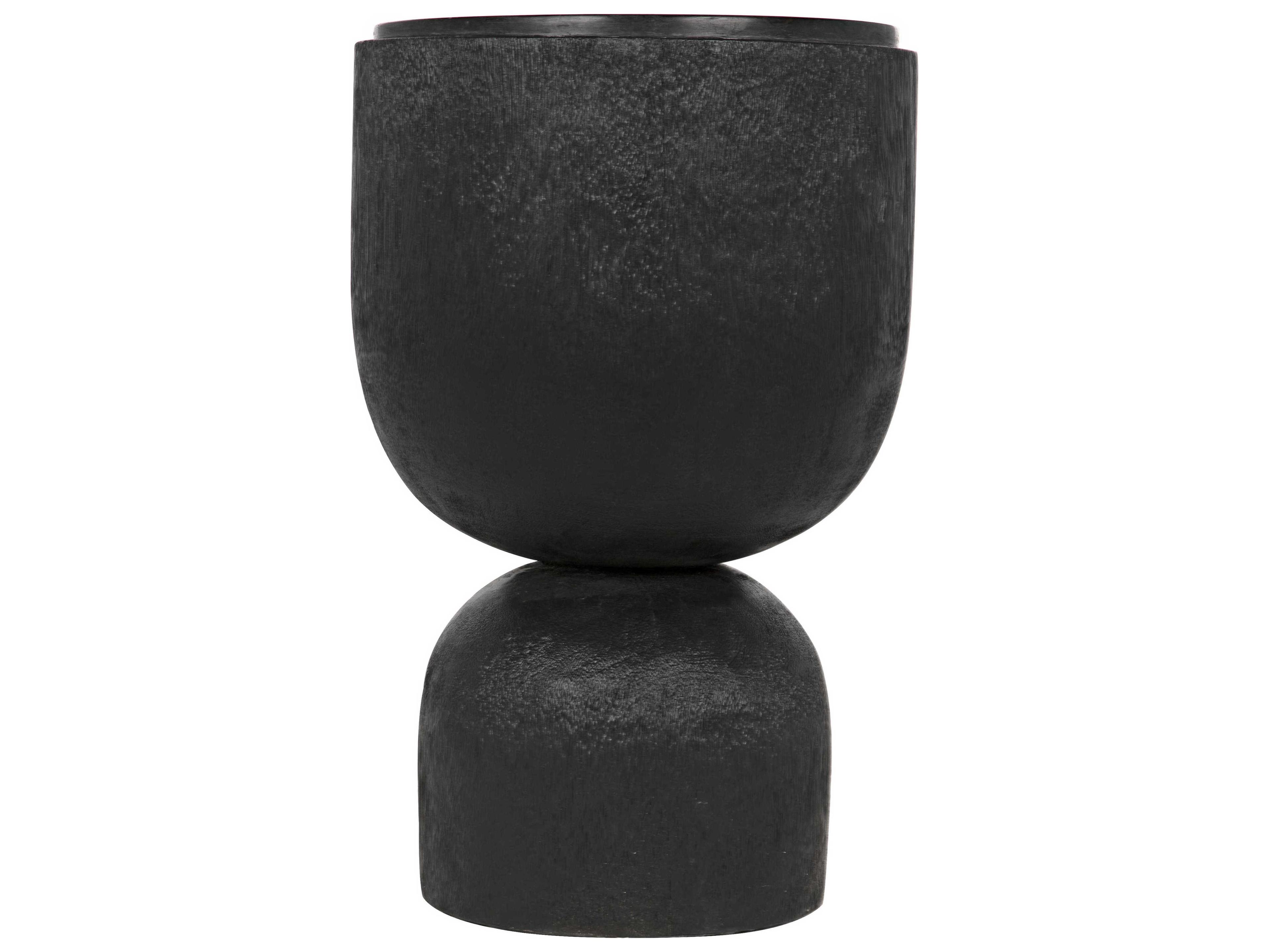 Noir Round Marble Burnt Black End Table