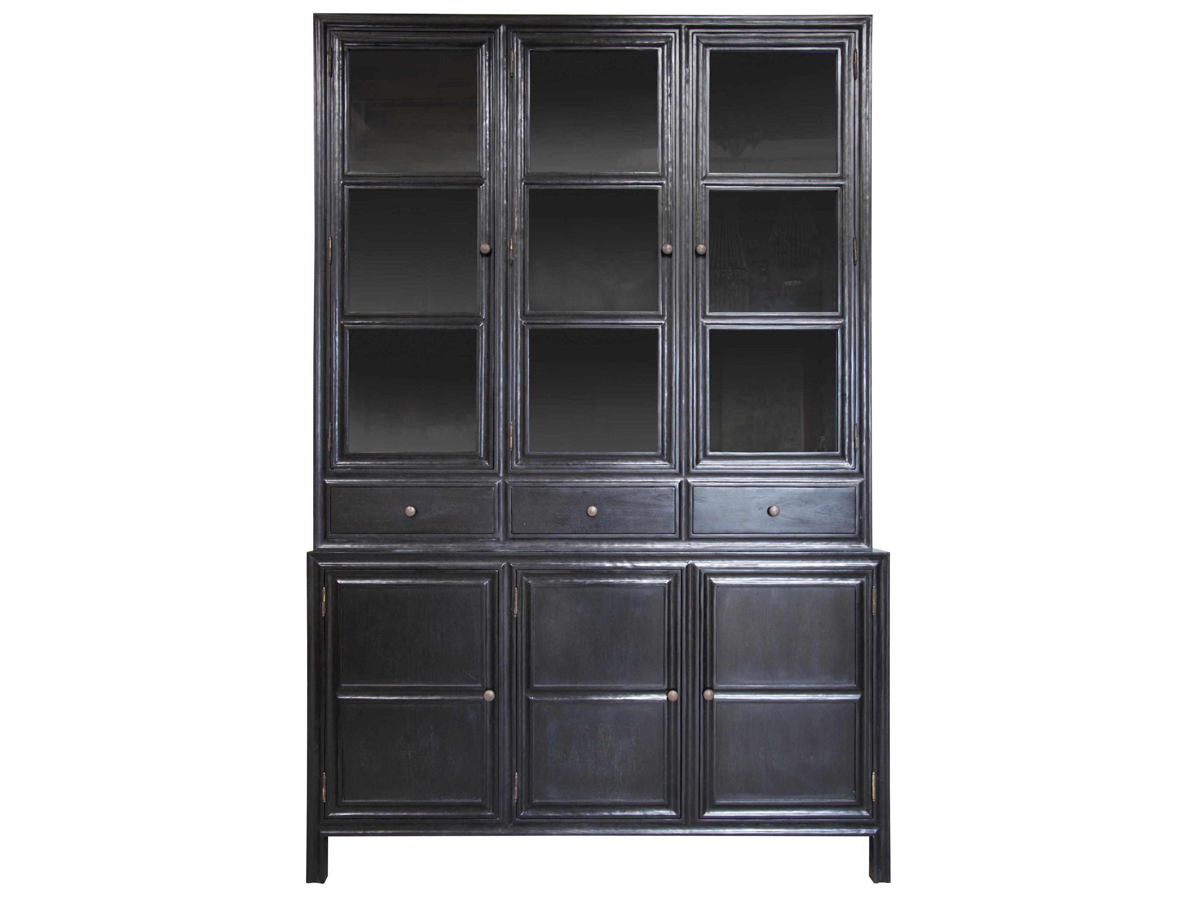 Noir Mahogany Wood Hand Rubbed Black Display Cabinet