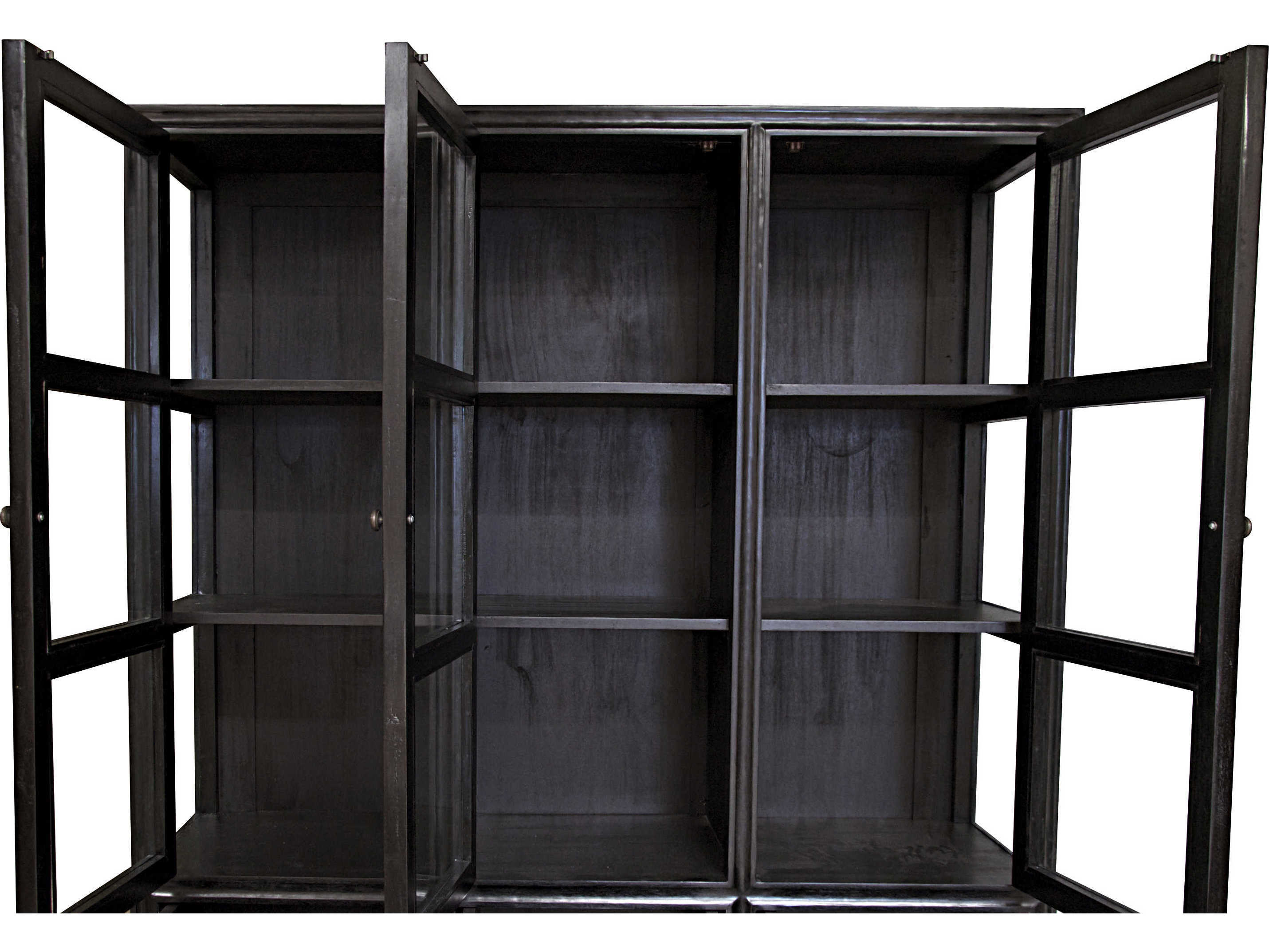 Noir Mahogany Wood Hand Rubbed Black Display Cabinet
