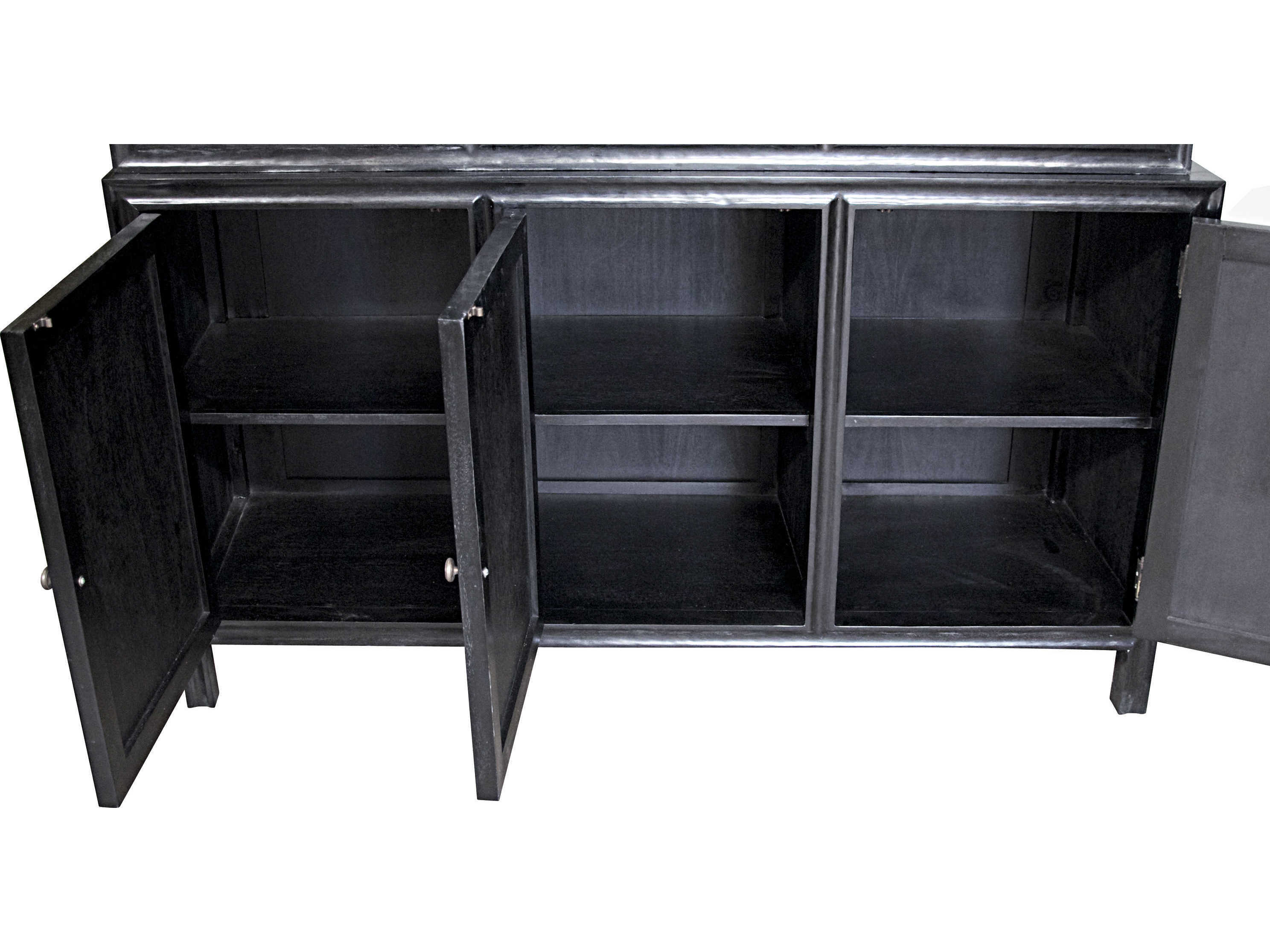 Noir Mahogany Wood Hand Rubbed Black Display Cabinet