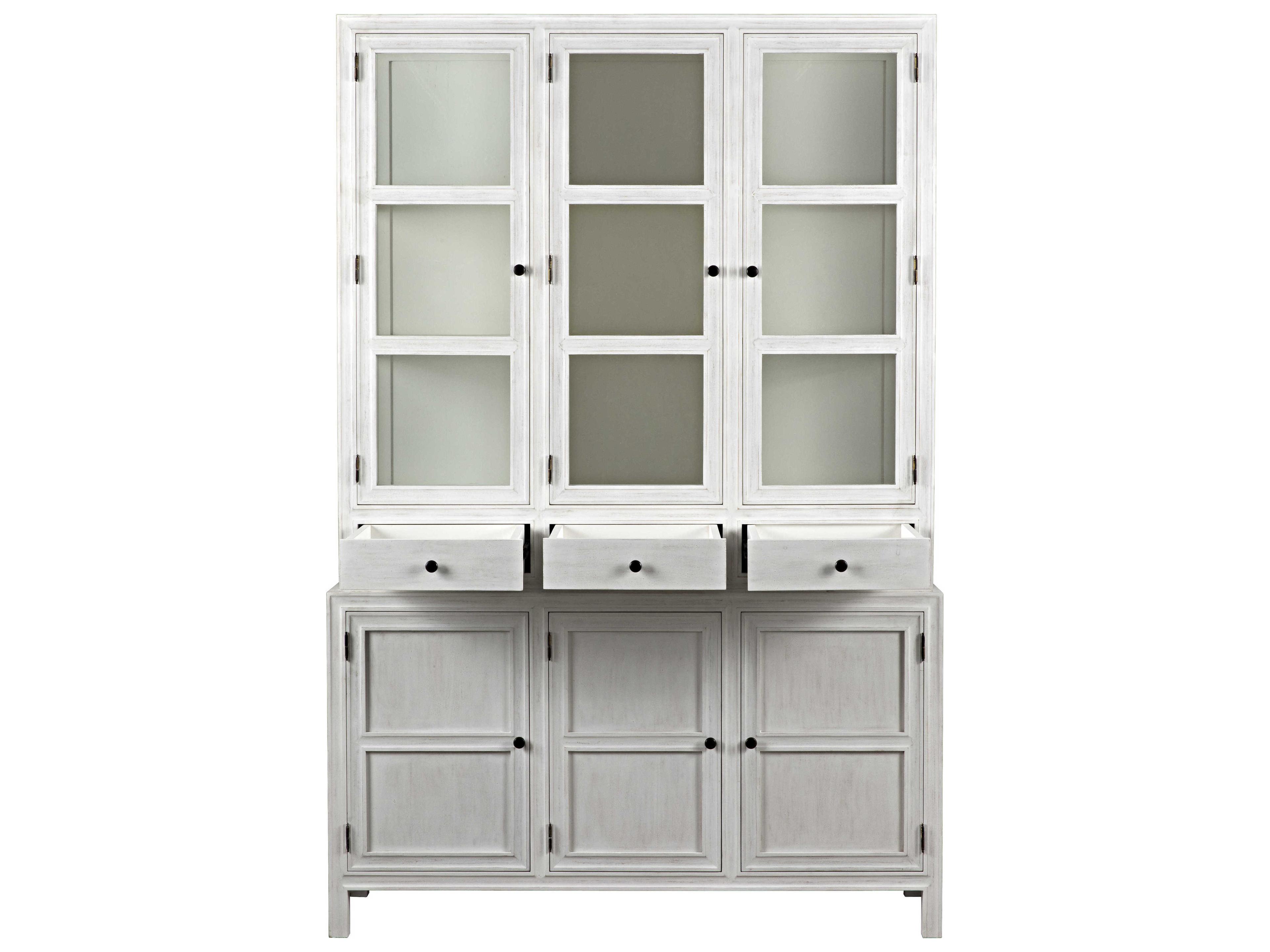 Noir Mahogany Wood White Wash Display Cabinet