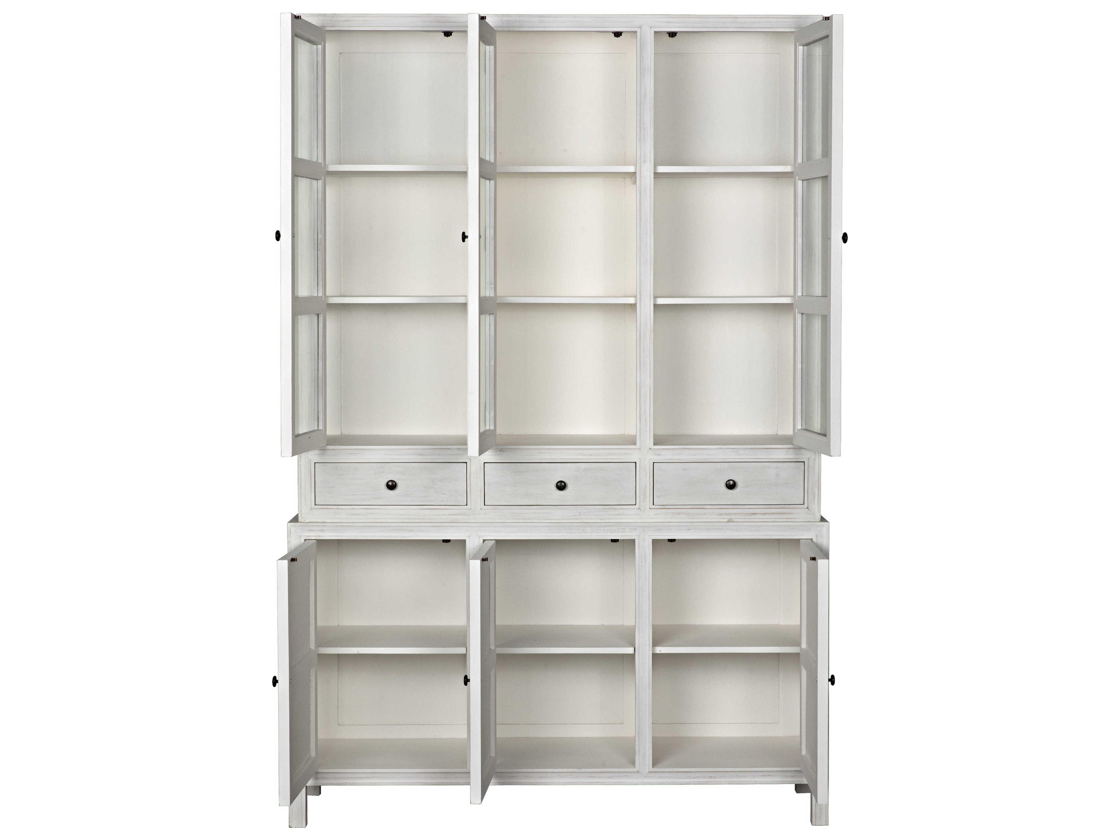 Noir Mahogany Wood White Wash Display Cabinet