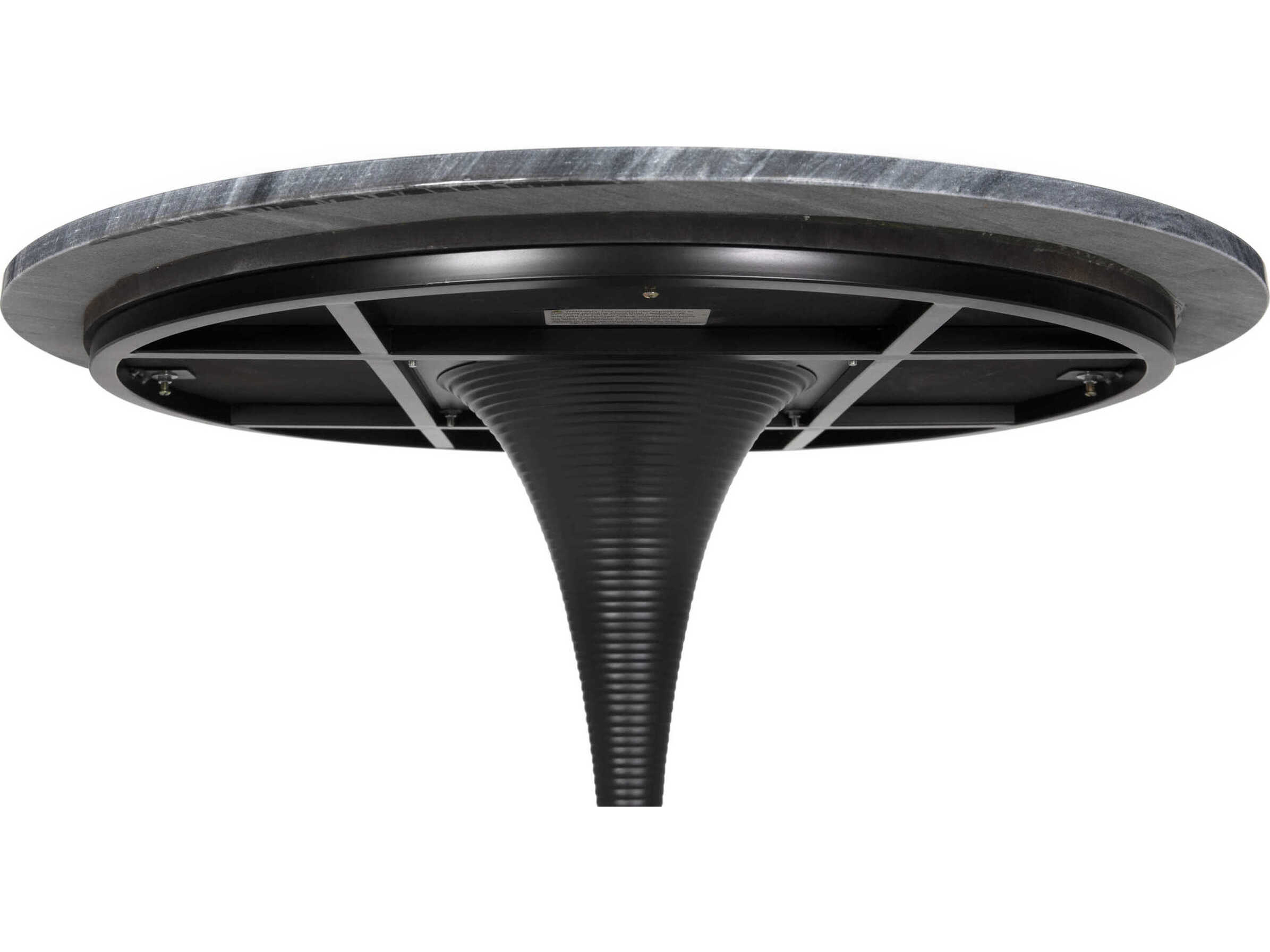 Noir Joni Matte Black Round Marble Bar Table