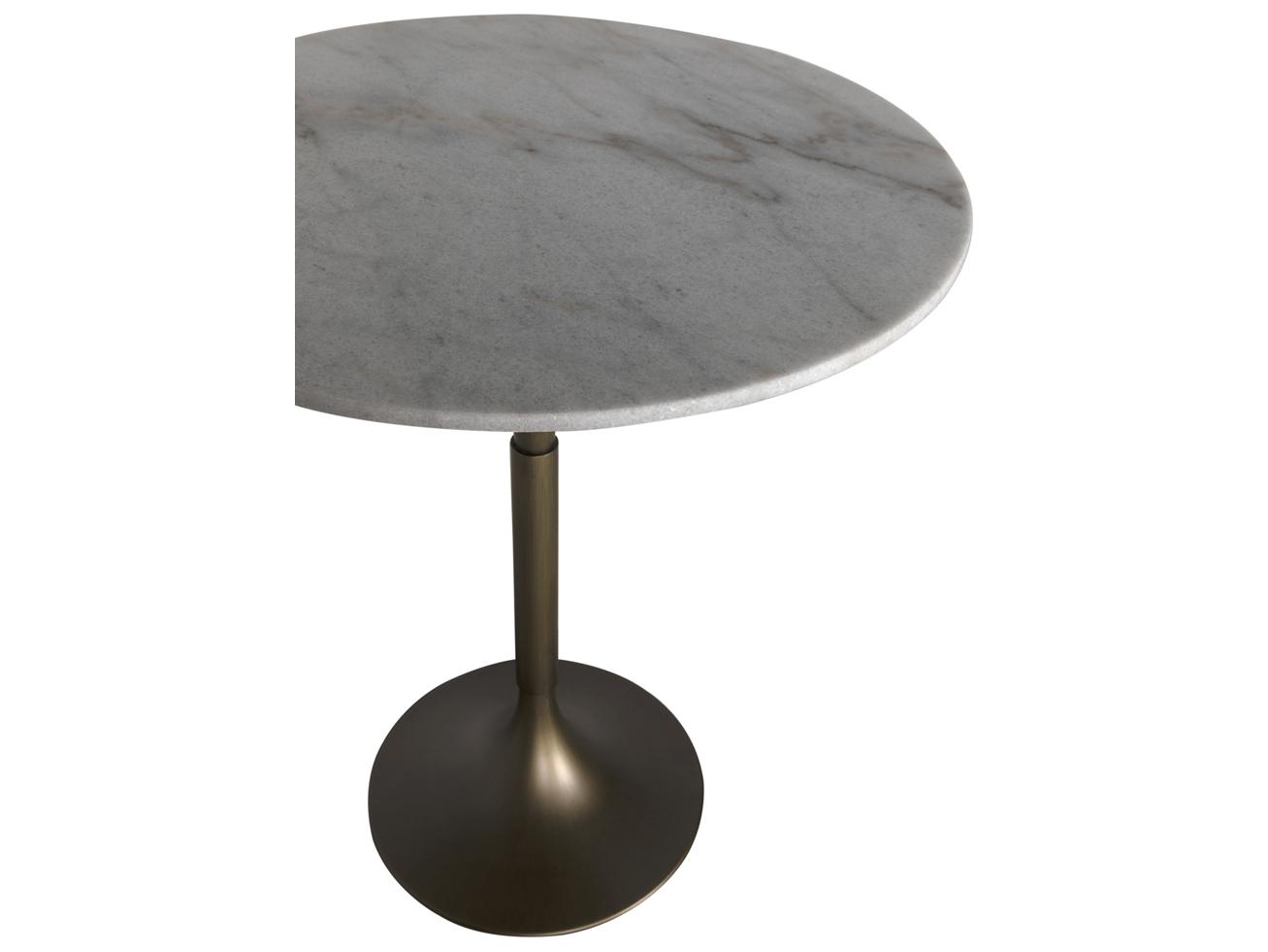 Noir Jman Aged Brass Round Marble Bar Table