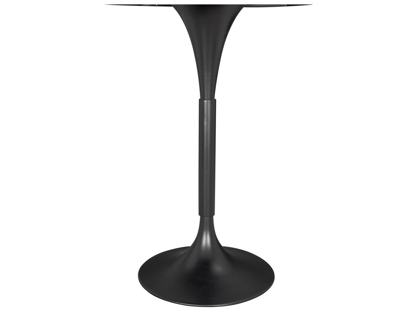 Noir Jman Matte Black Round Marble Bar Table