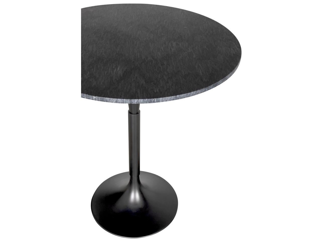 Noir Jman Matte Black Round Marble Bar Table
