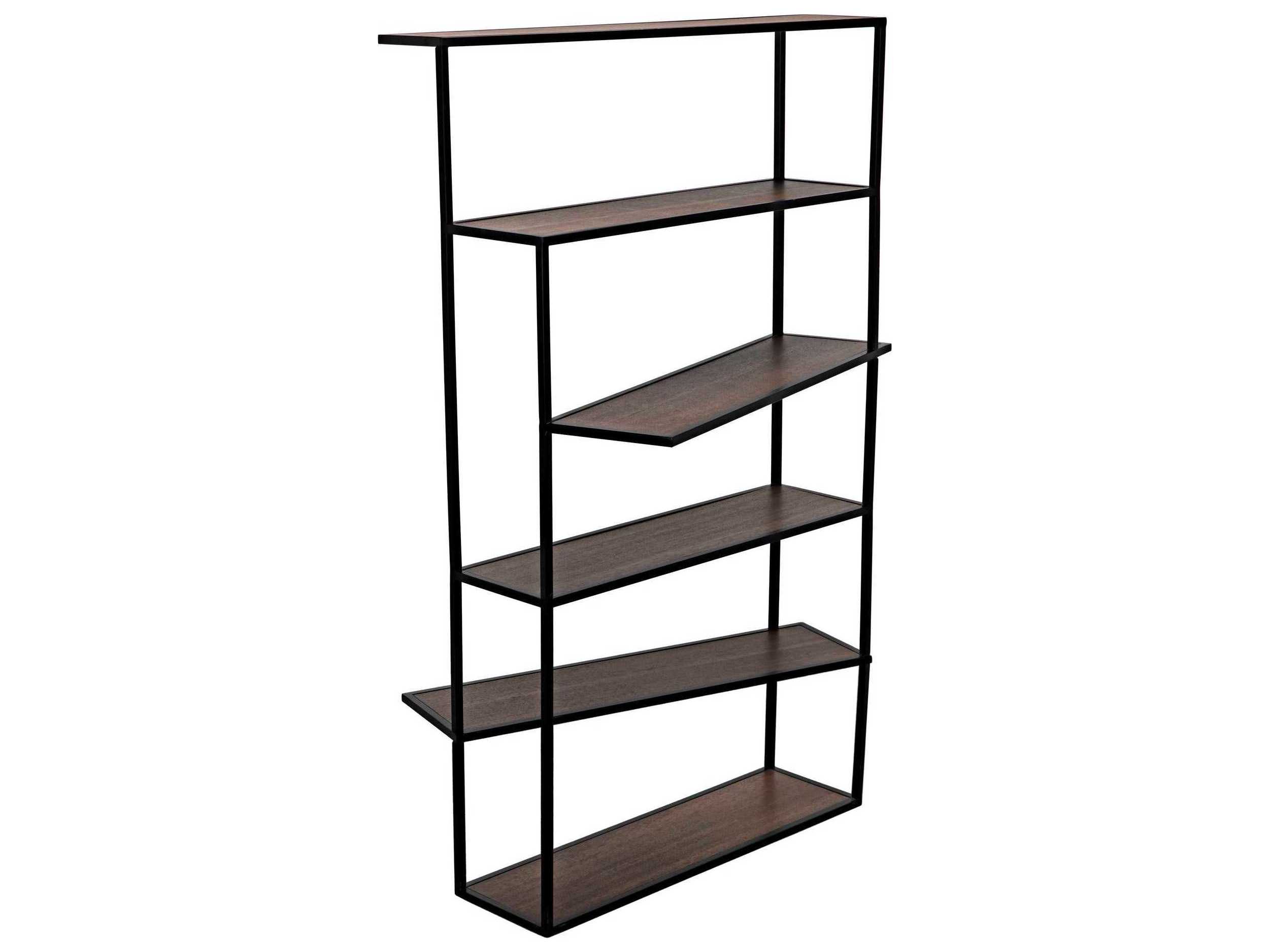 Noir Dark Walnut With Matte Black Bookcase