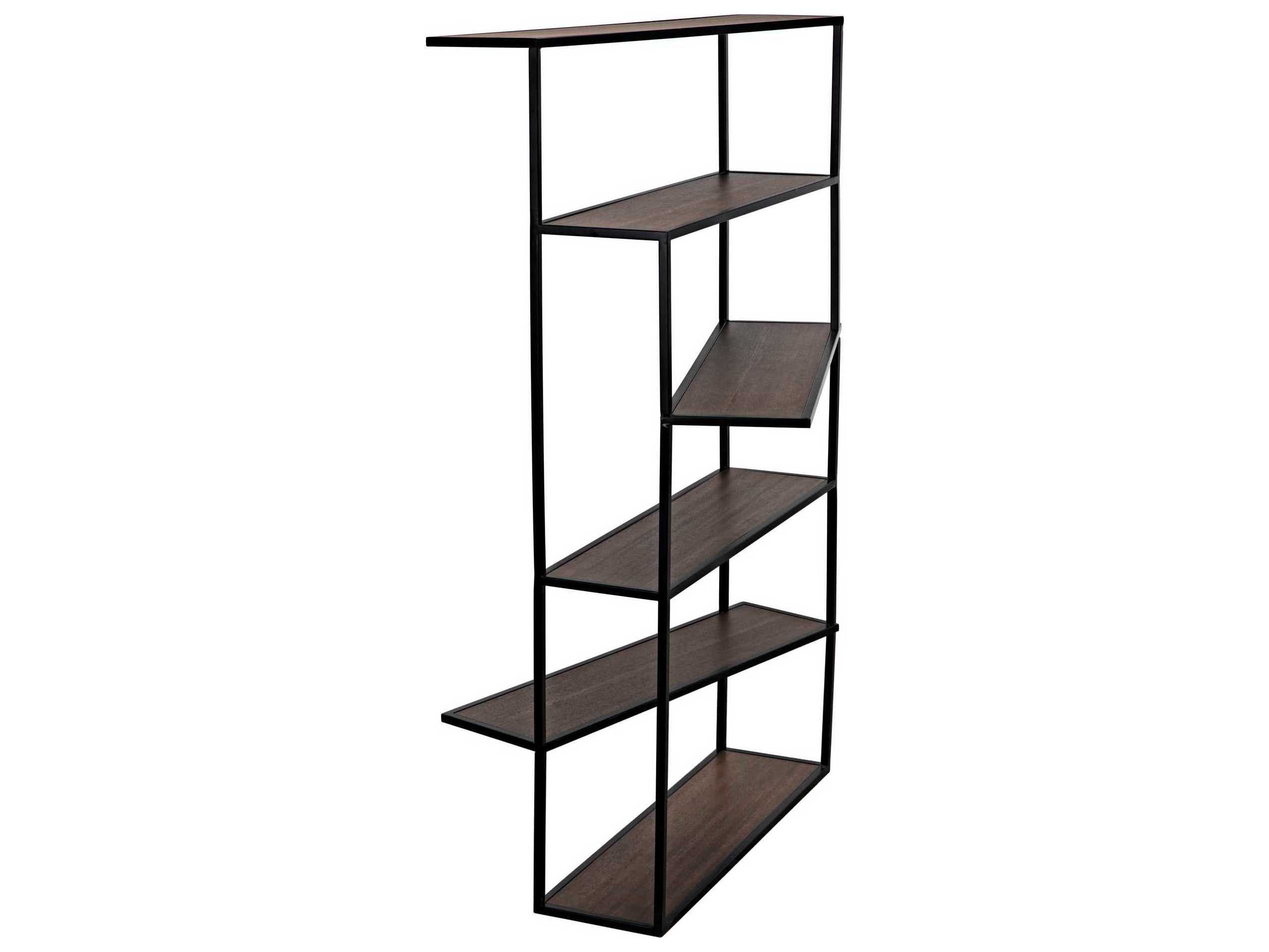 Noir Dark Walnut With Matte Black Bookcase