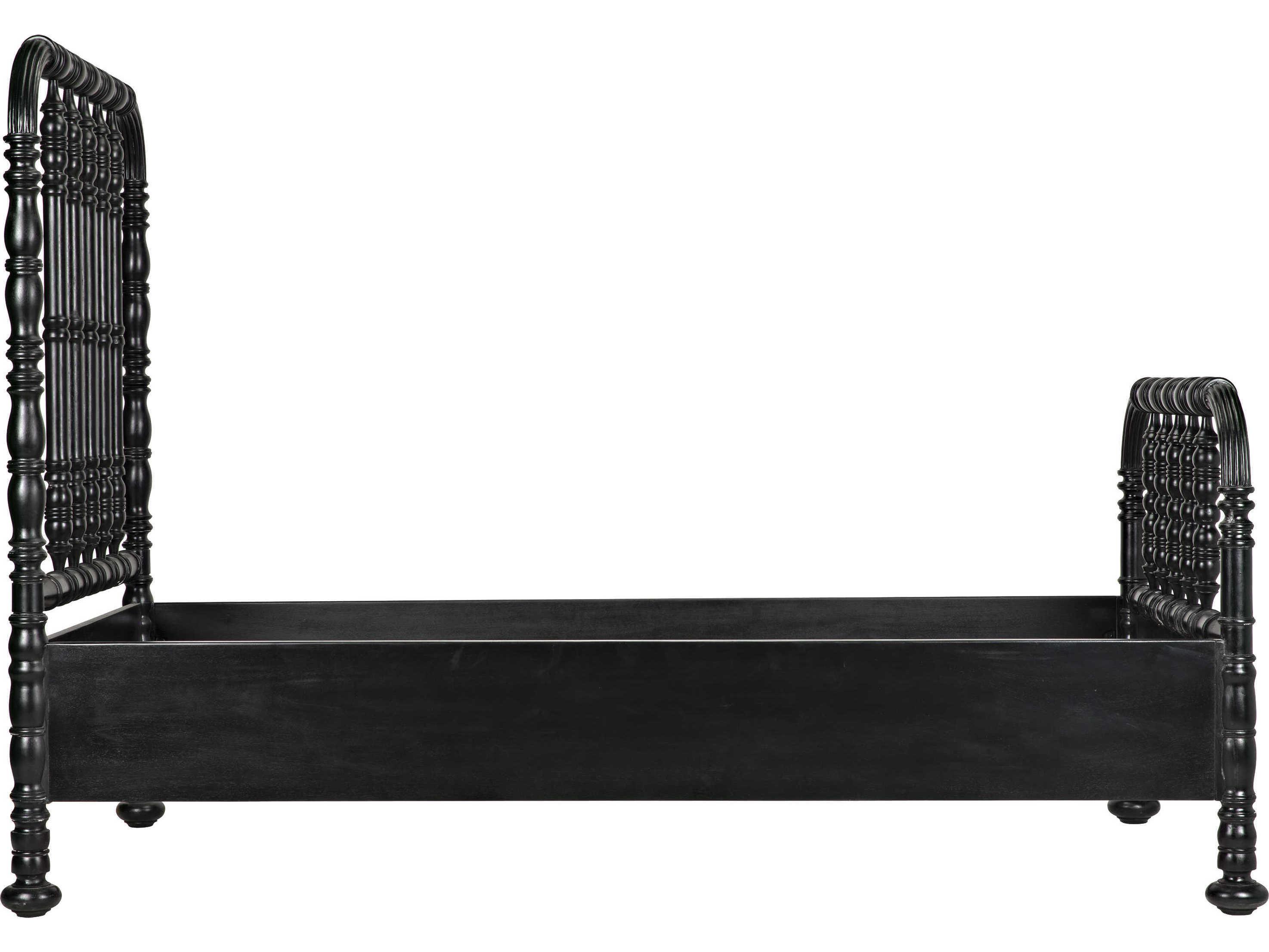 Noir Bachelor Hand Rubbed Black Mahogany Wood Twin Panel Bed