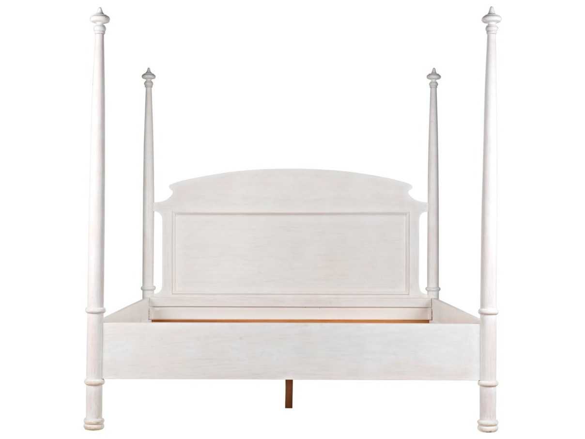 Noir Douglas White Washed Mahogany Wood King Poster Bed