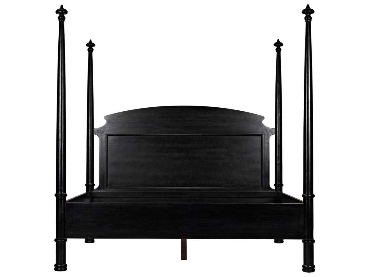 Noir Douglas Hand Rubbed Black Mahogany Wood Queen Poster Bed
