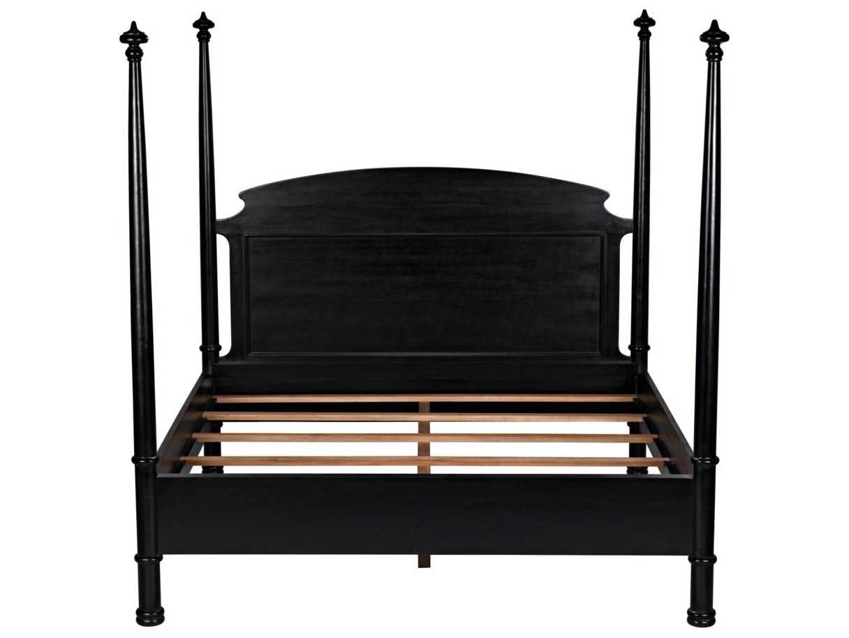 Noir Douglas Hand Rubbed Black Mahogany Wood Queen Poster Bed