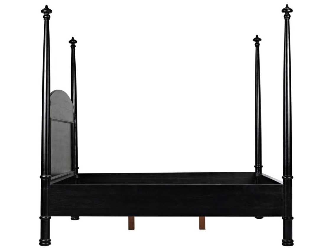 Noir Douglas Hand Rubbed Black Mahogany Wood Queen Poster Bed