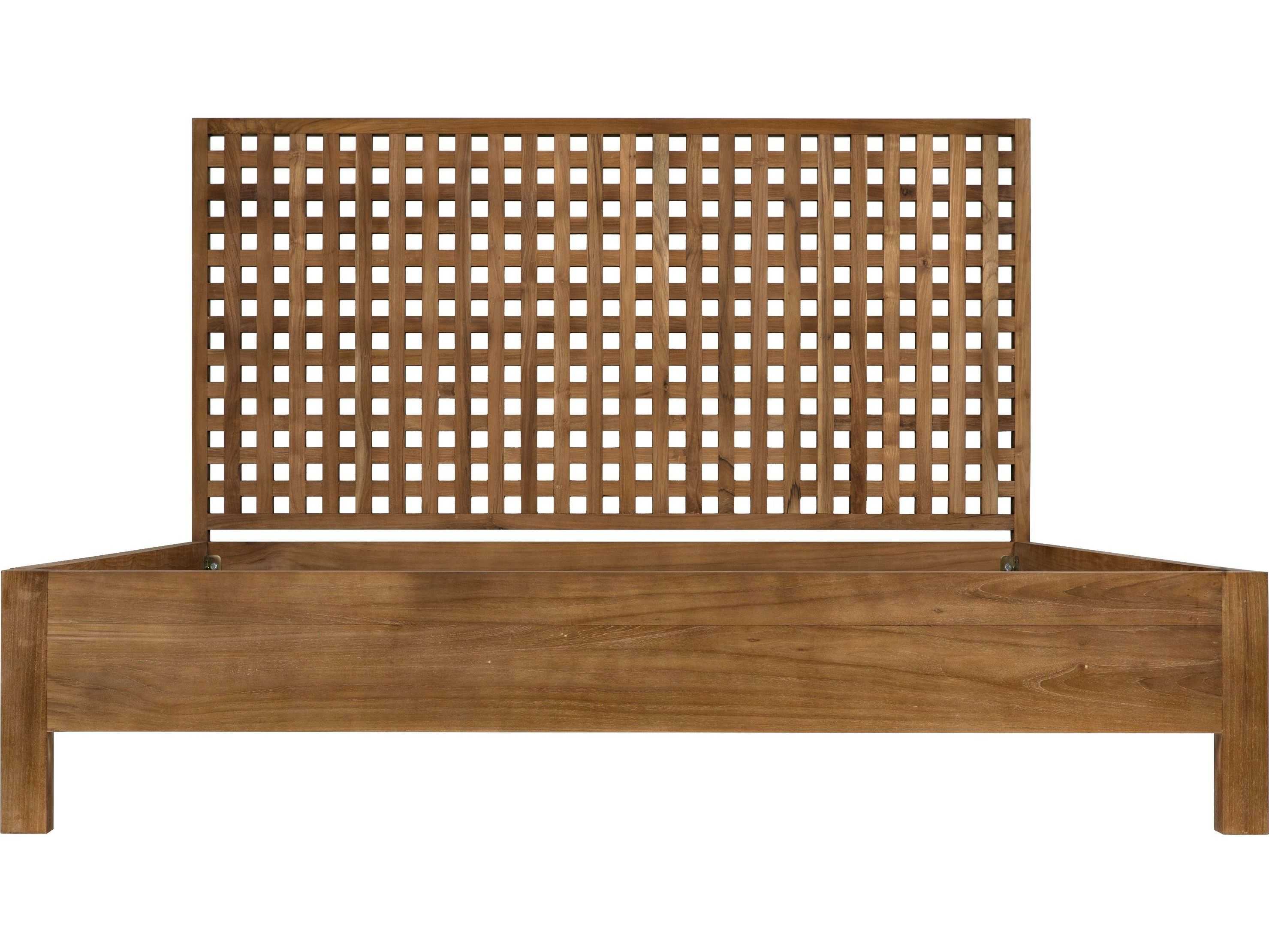 Noir Natural Brown Teak Wood King Platform Bed