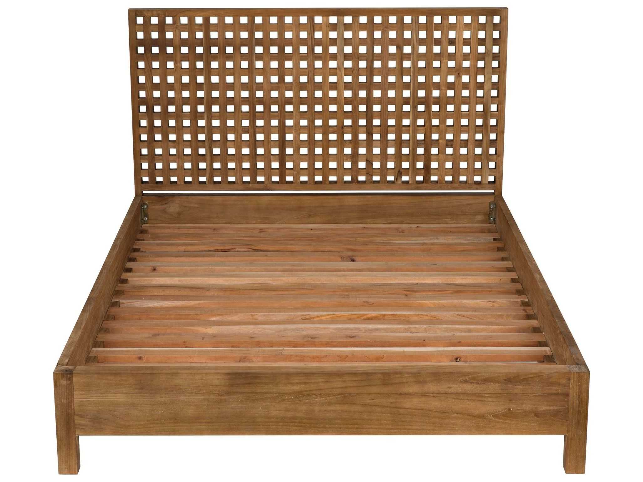 Noir Natural Brown Teak Wood King Platform Bed