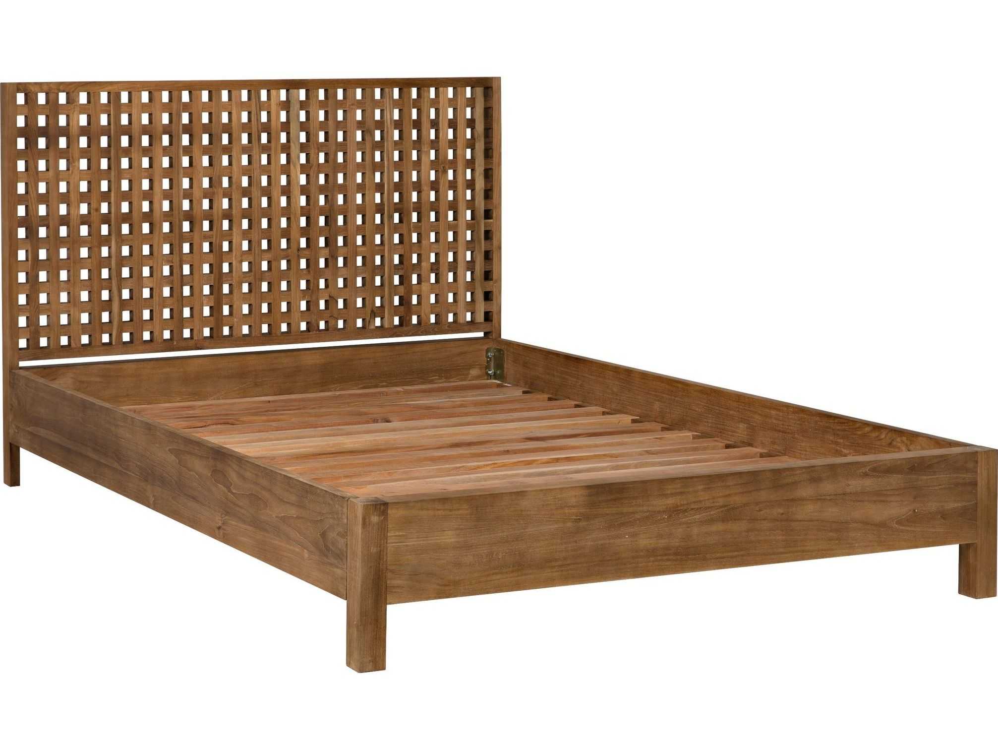 Noir Natural Brown Teak Wood King Platform Bed