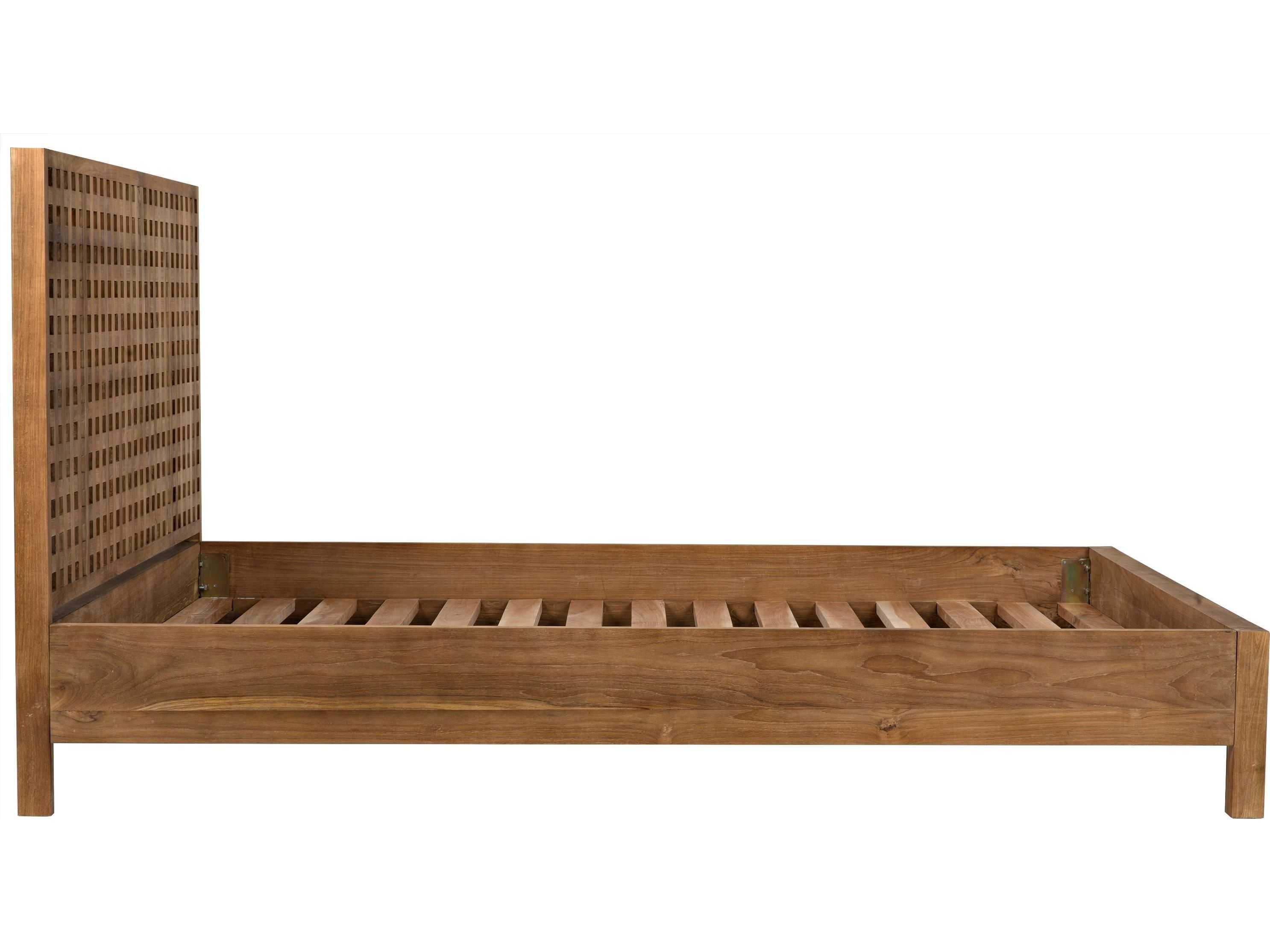 Noir Natural Brown Teak Wood King Platform Bed