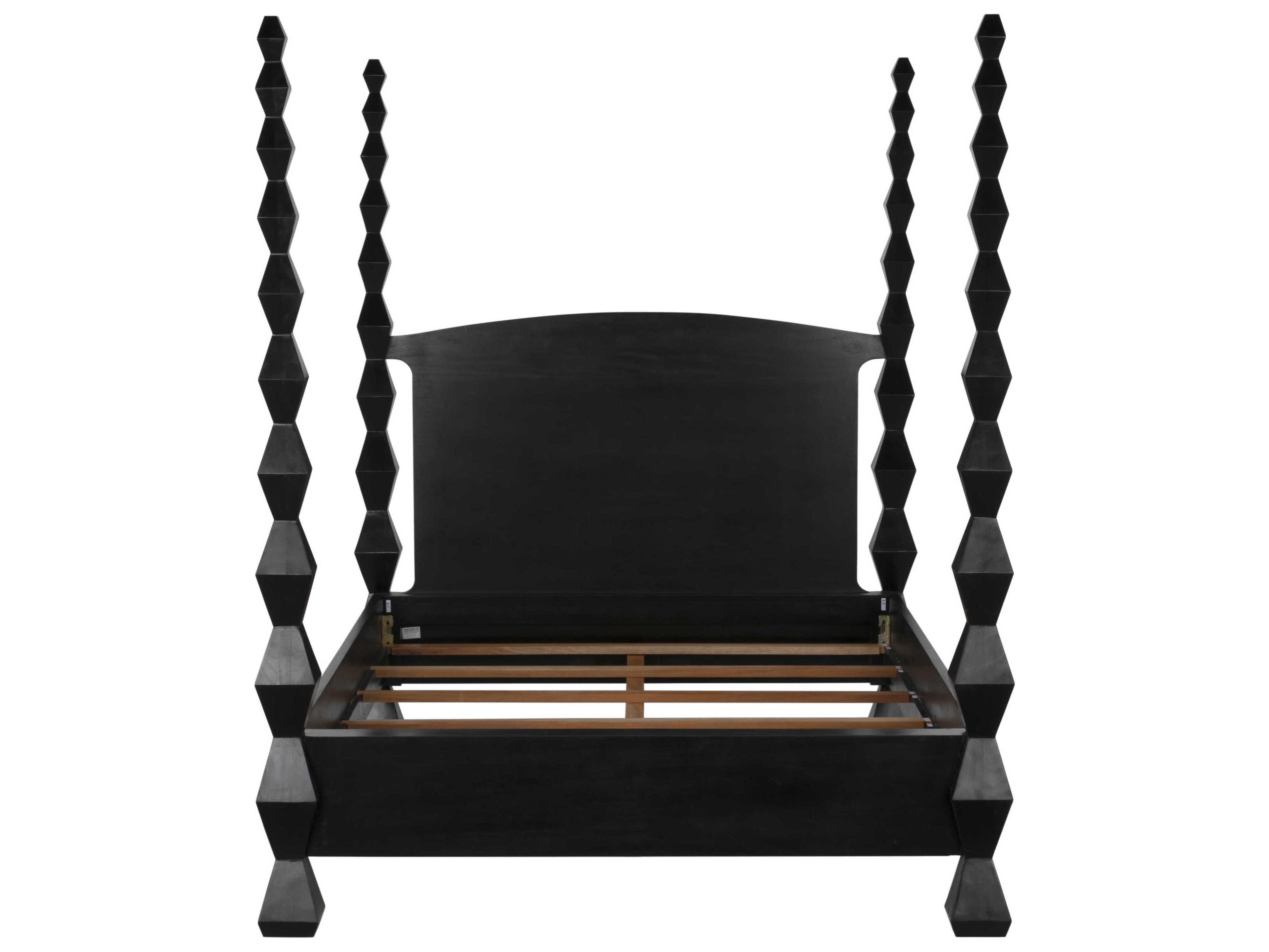 Noir Black Mahogany Wood Queen Four Poster Bed