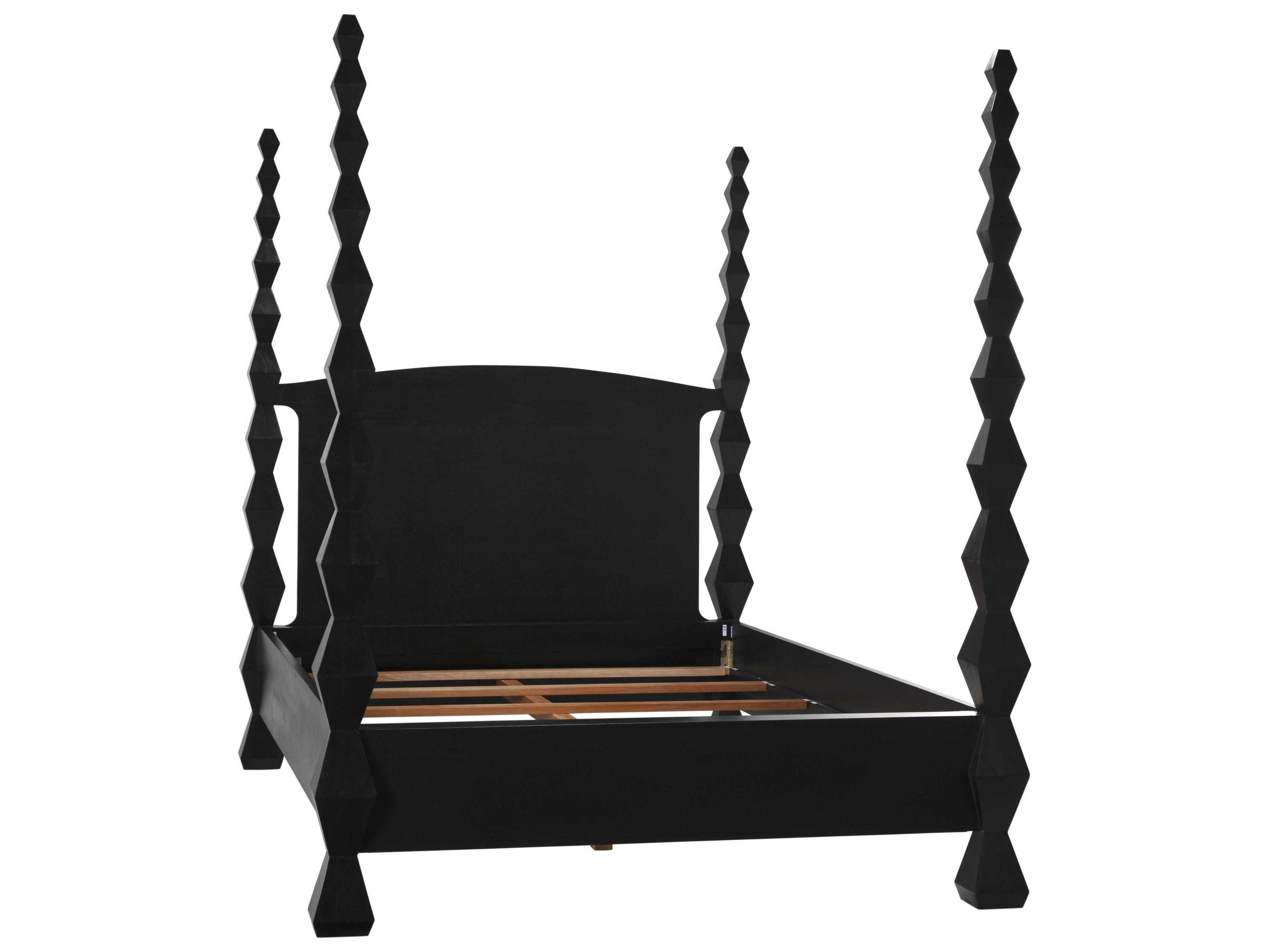 Noir Black Mahogany Wood Queen Four Poster Bed