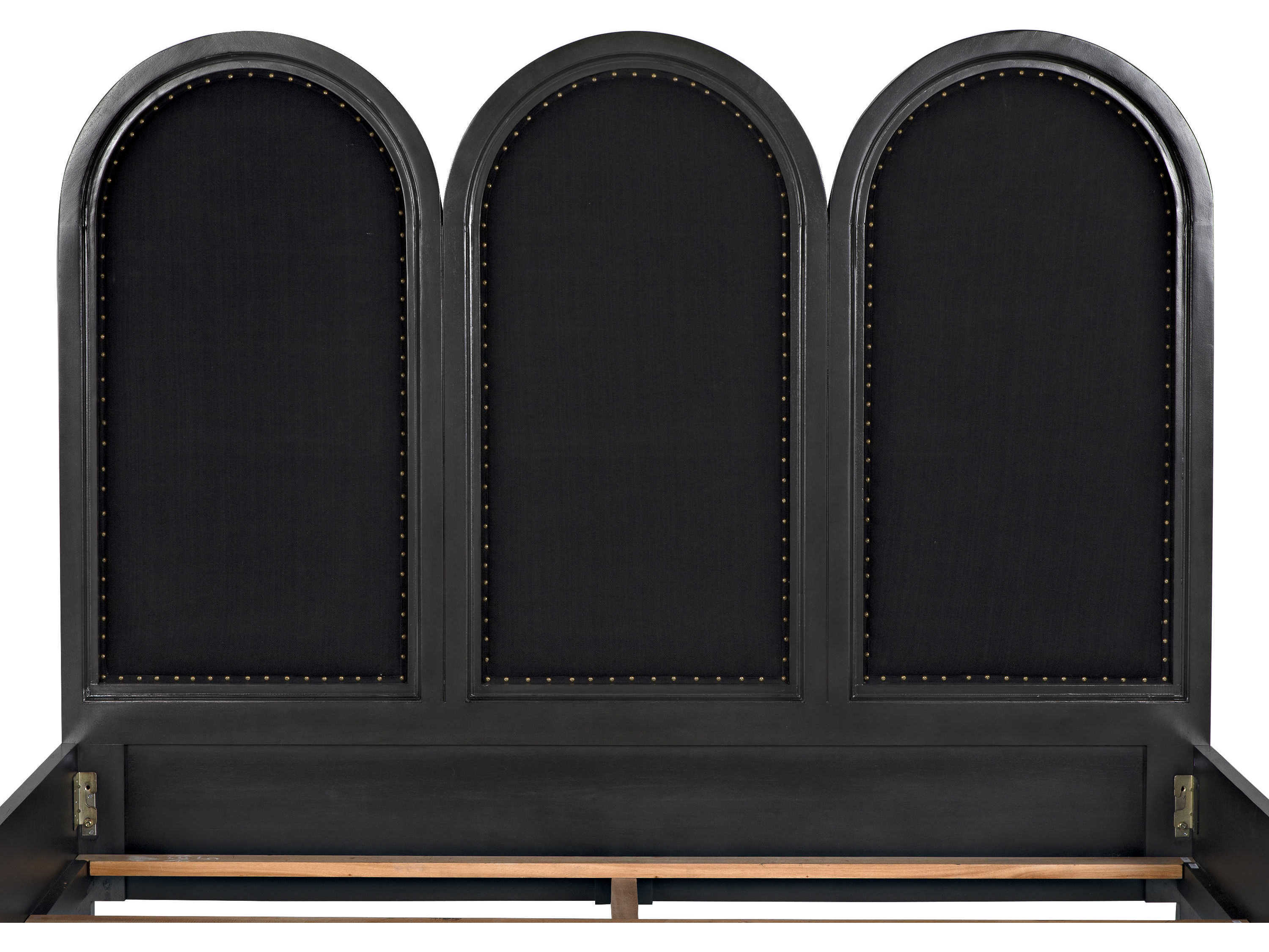 Noir Black Pale Mahogany Wood King Panel Bed