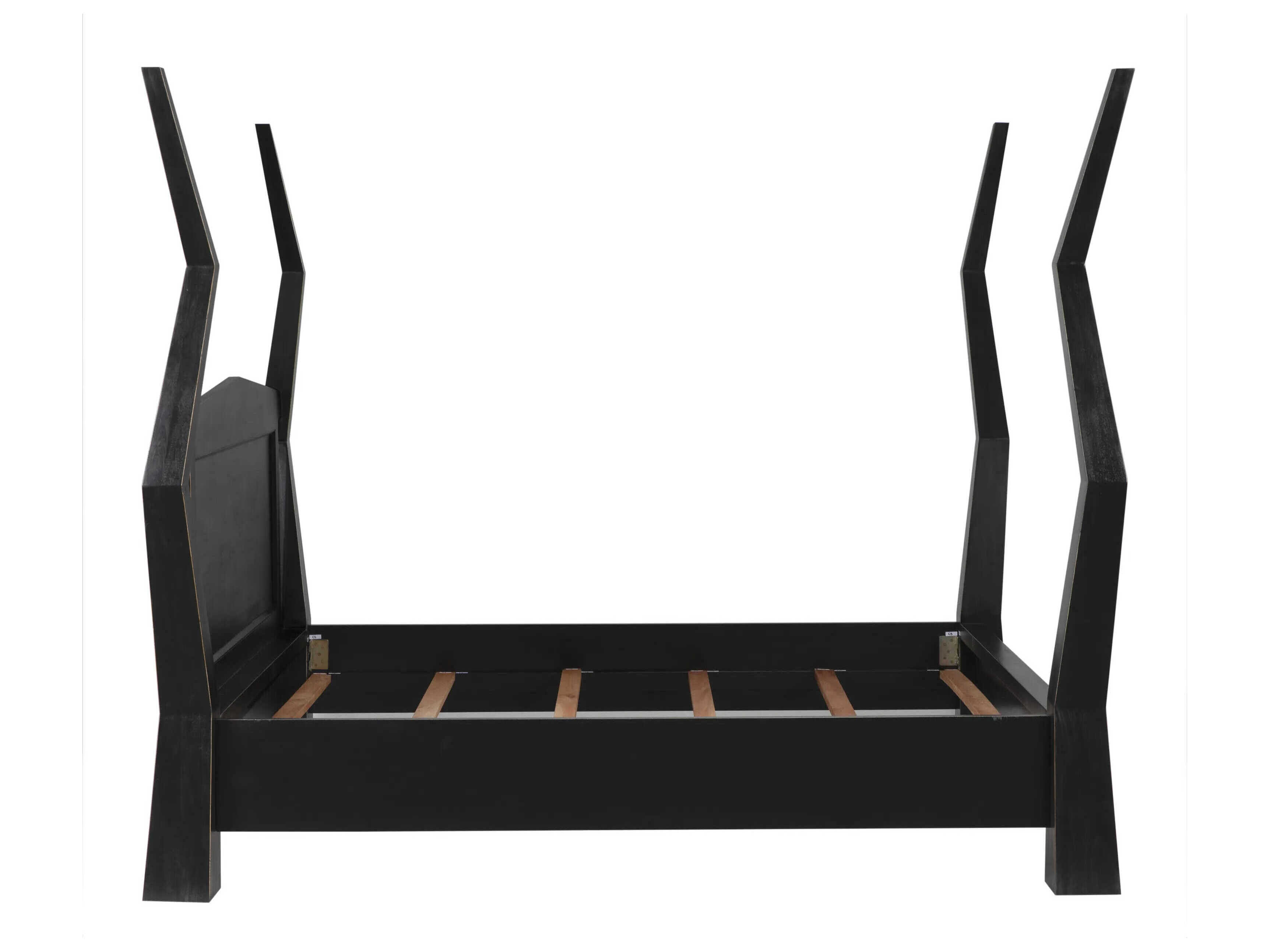 Noir Patras Hand Rubbed Black Mahogany Wood King Four Poster Bed