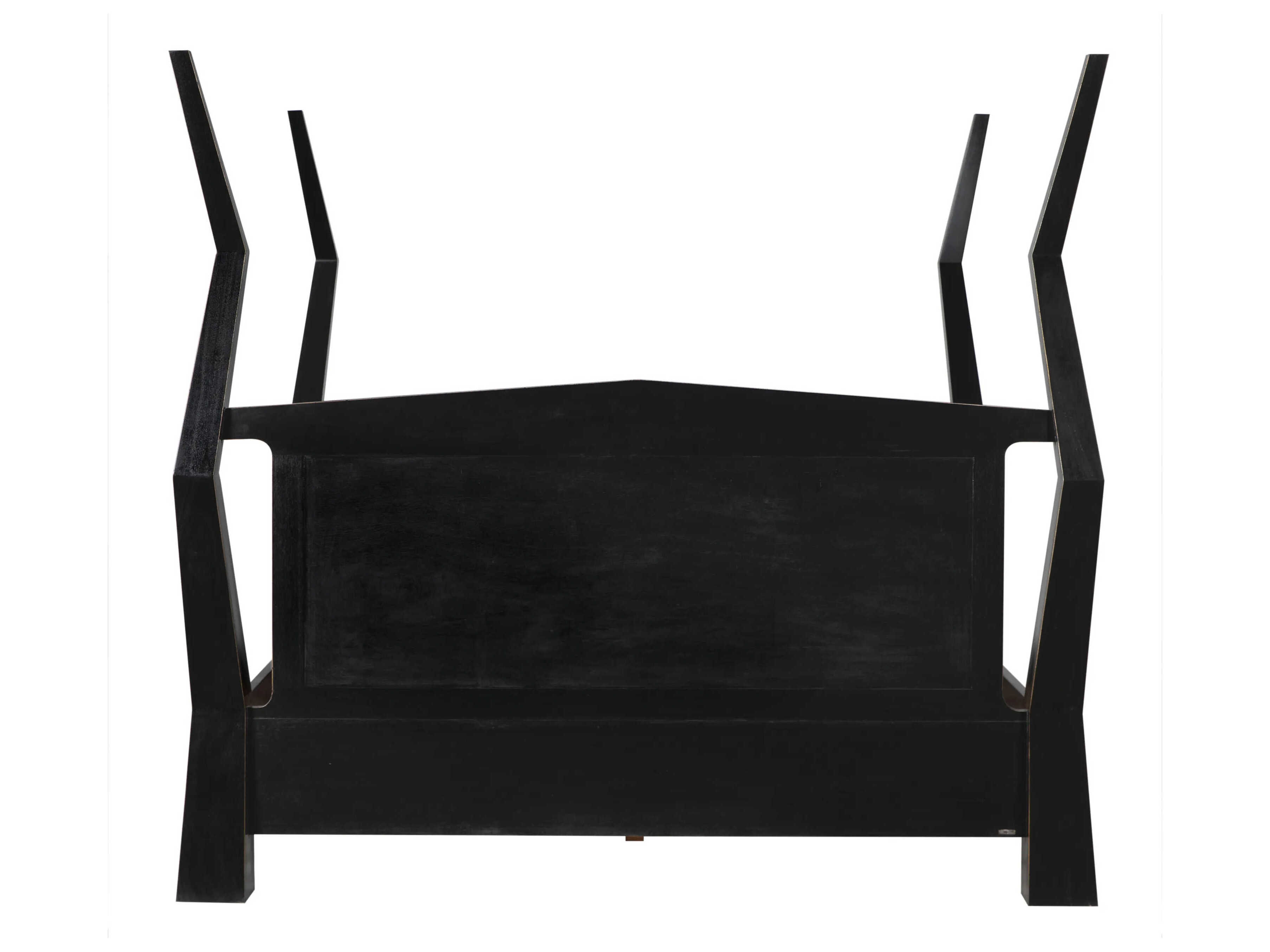 Noir Patras Hand Rubbed Black Mahogany Wood King Four Poster Bed