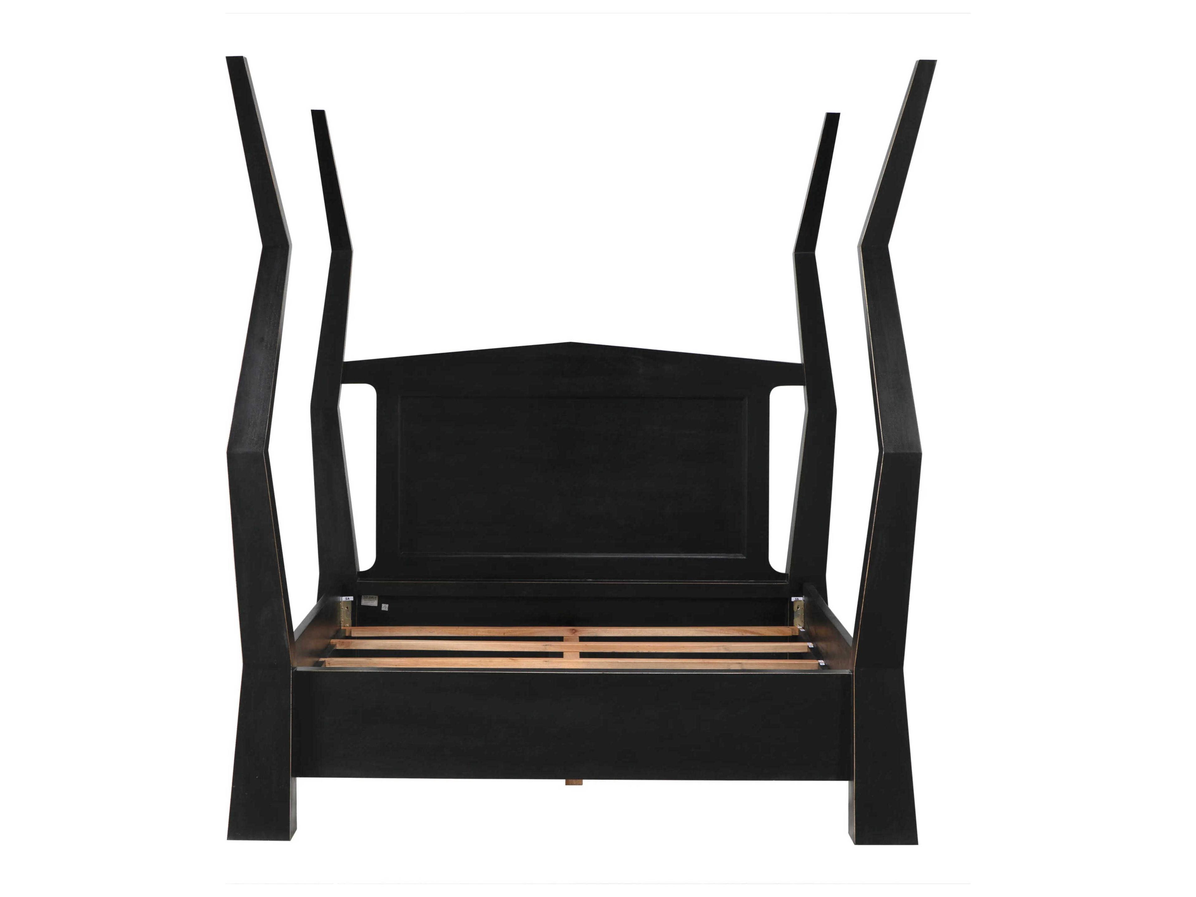 Noir Patras Hand Rubbed Black Mahogany Wood Queen Four Poster Bed