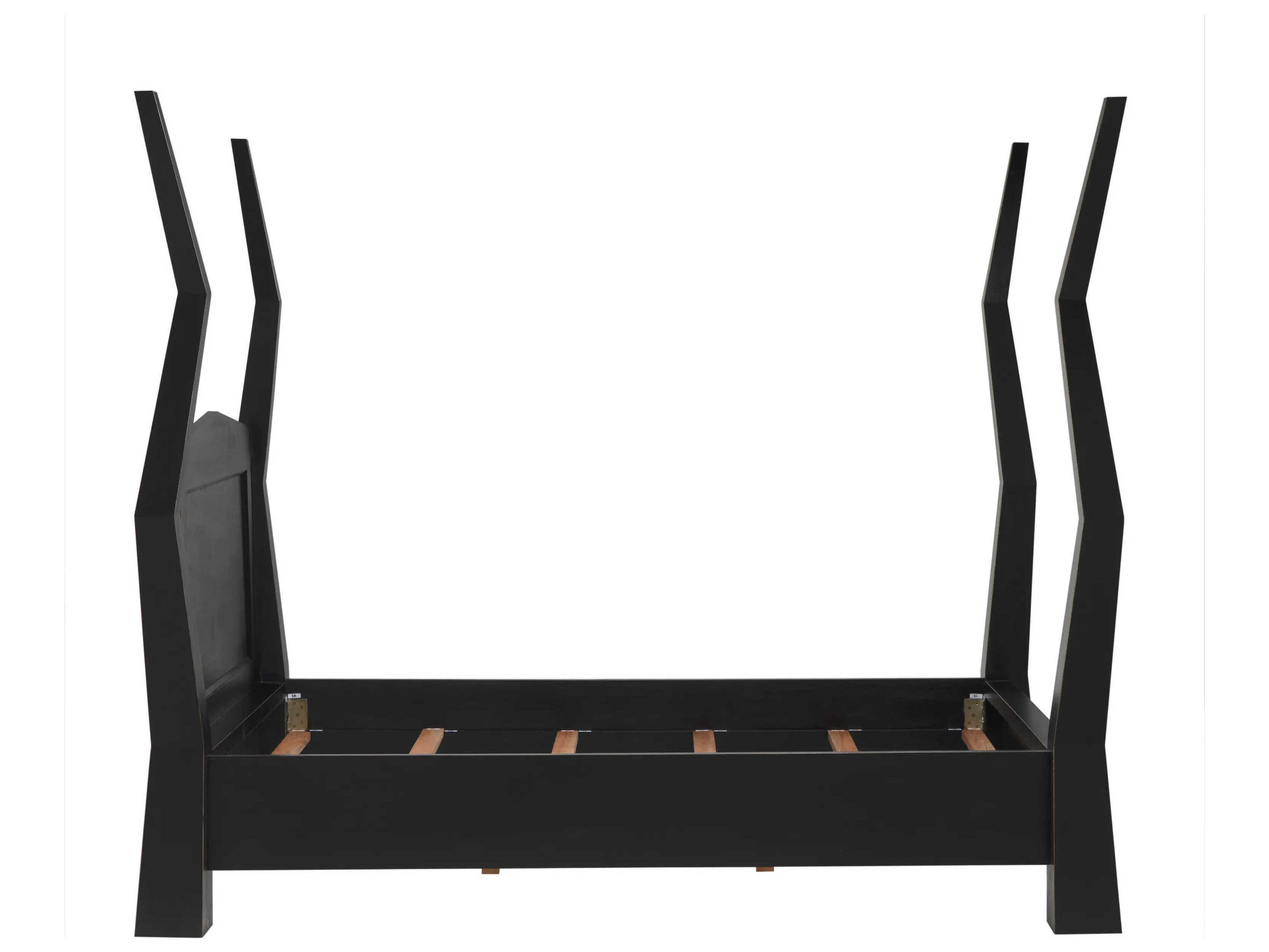 Noir Patras Hand Rubbed Black Mahogany Wood Queen Four Poster Bed