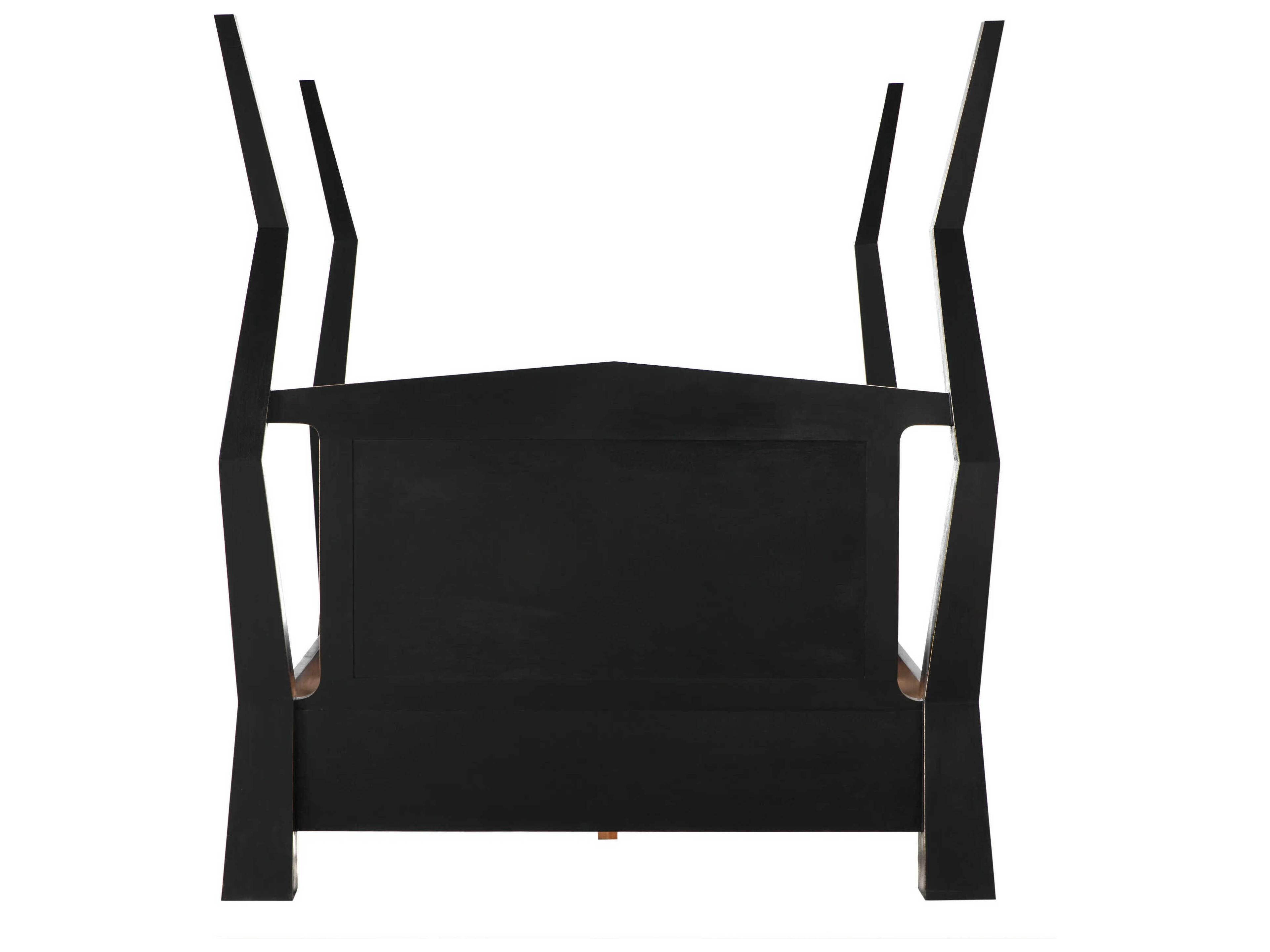 Noir Patras Hand Rubbed Black Mahogany Wood Queen Four Poster Bed