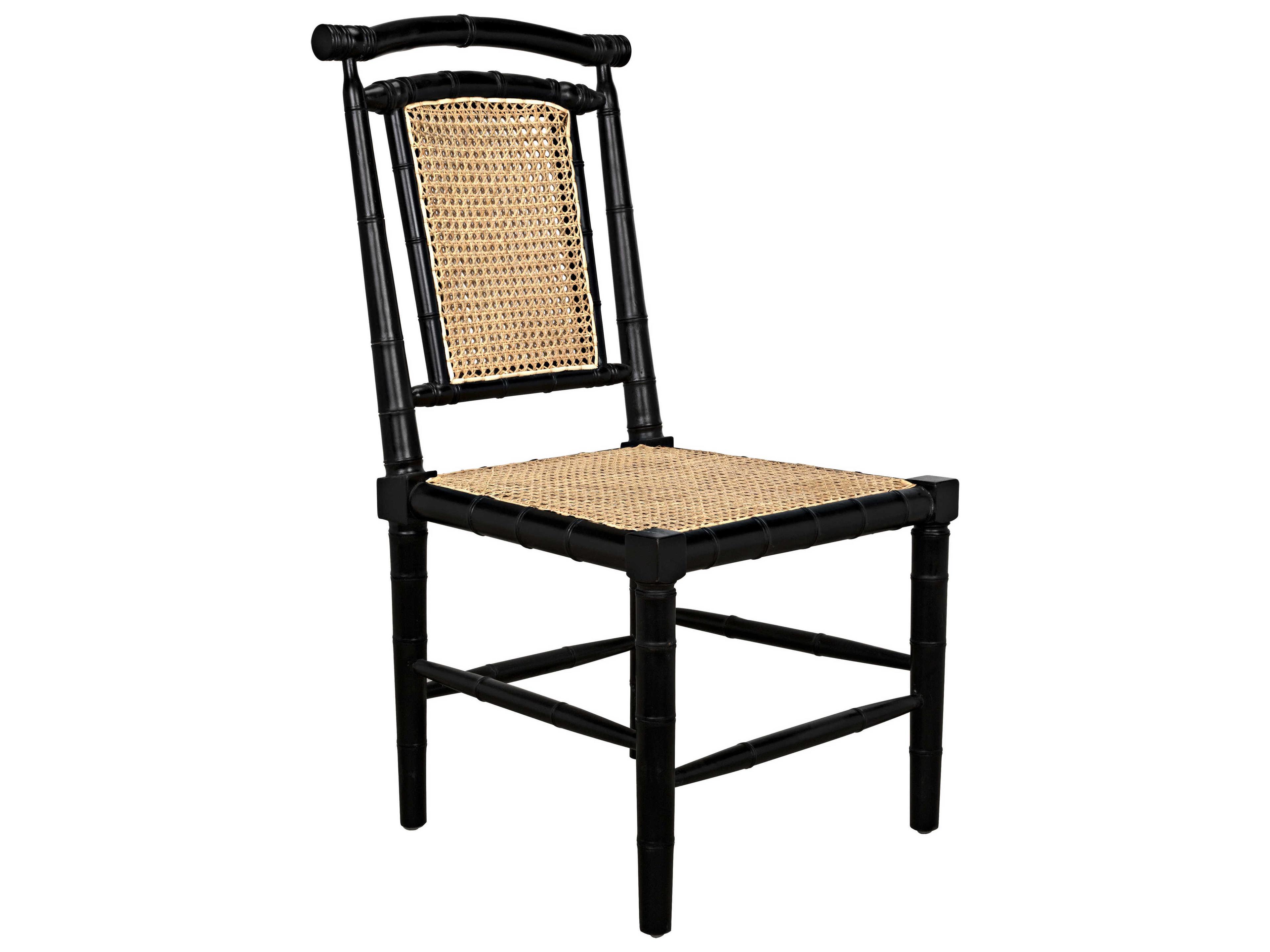 Noir Colonial Mahogany Wood Black Side Dining Chair