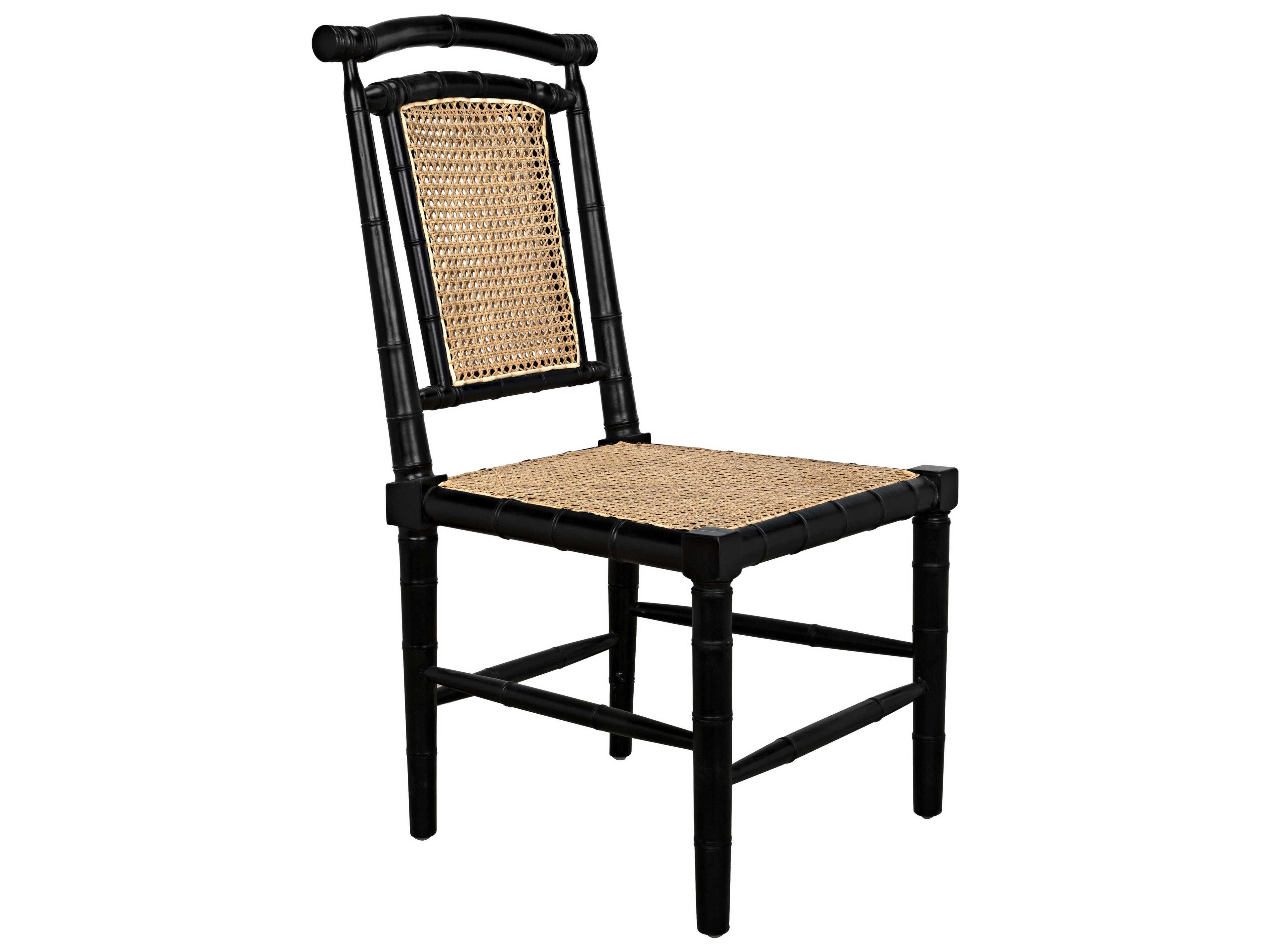 Noir Colonial Mahogany Wood Black Side Dining Chair