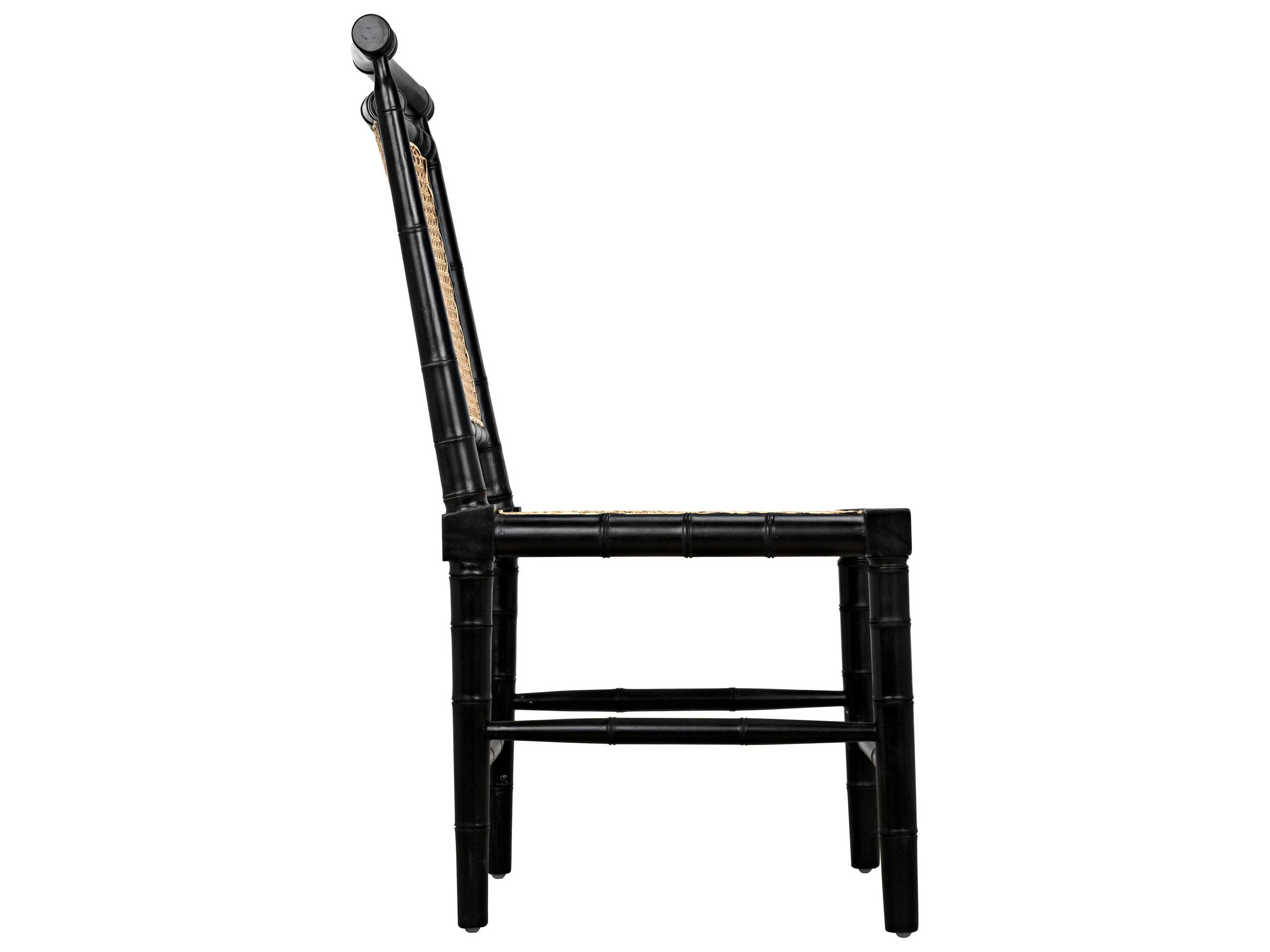 Noir Colonial Mahogany Wood Black Side Dining Chair