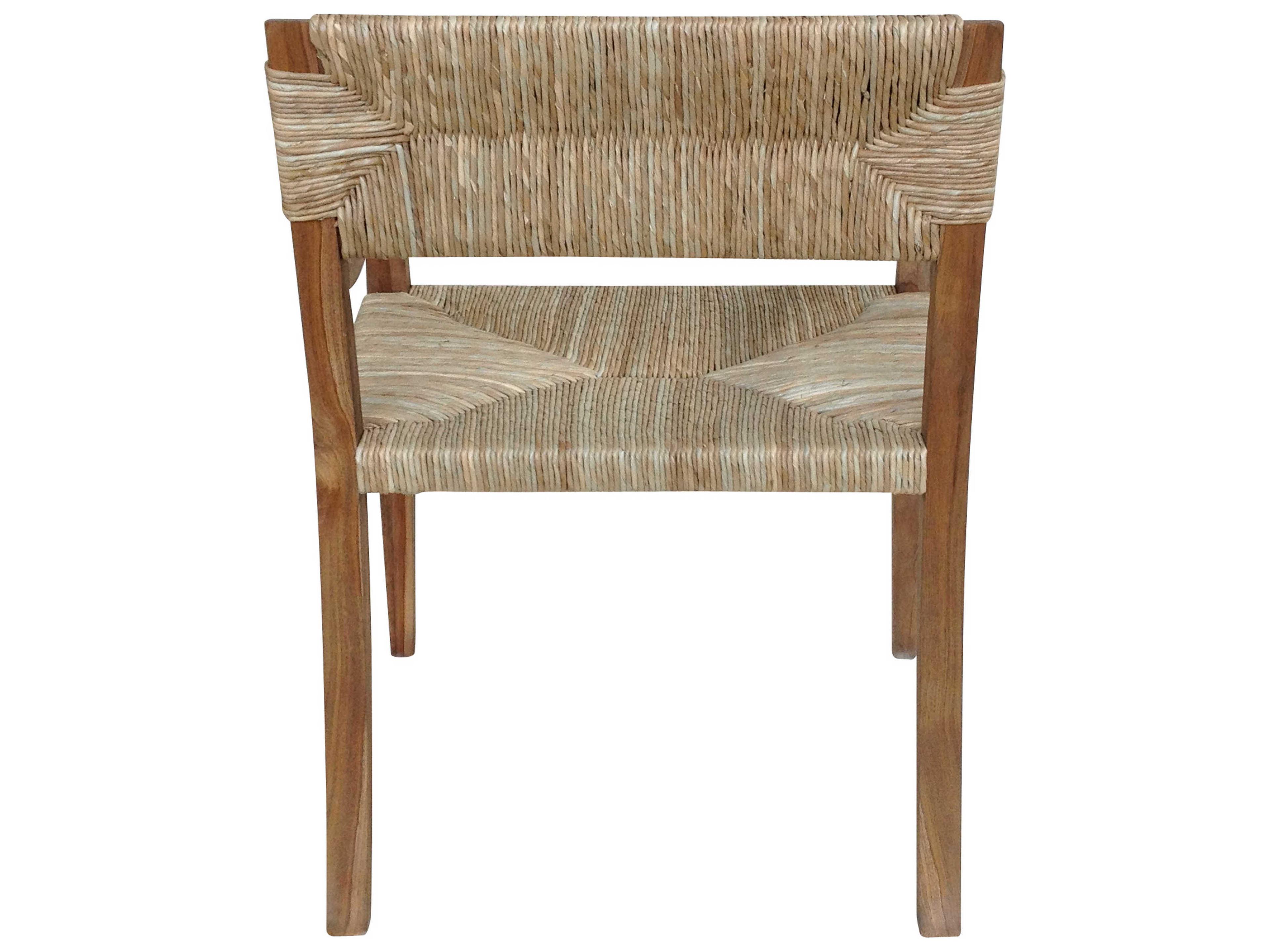 Noir Teak Wood Beige Arm Dining Chair
