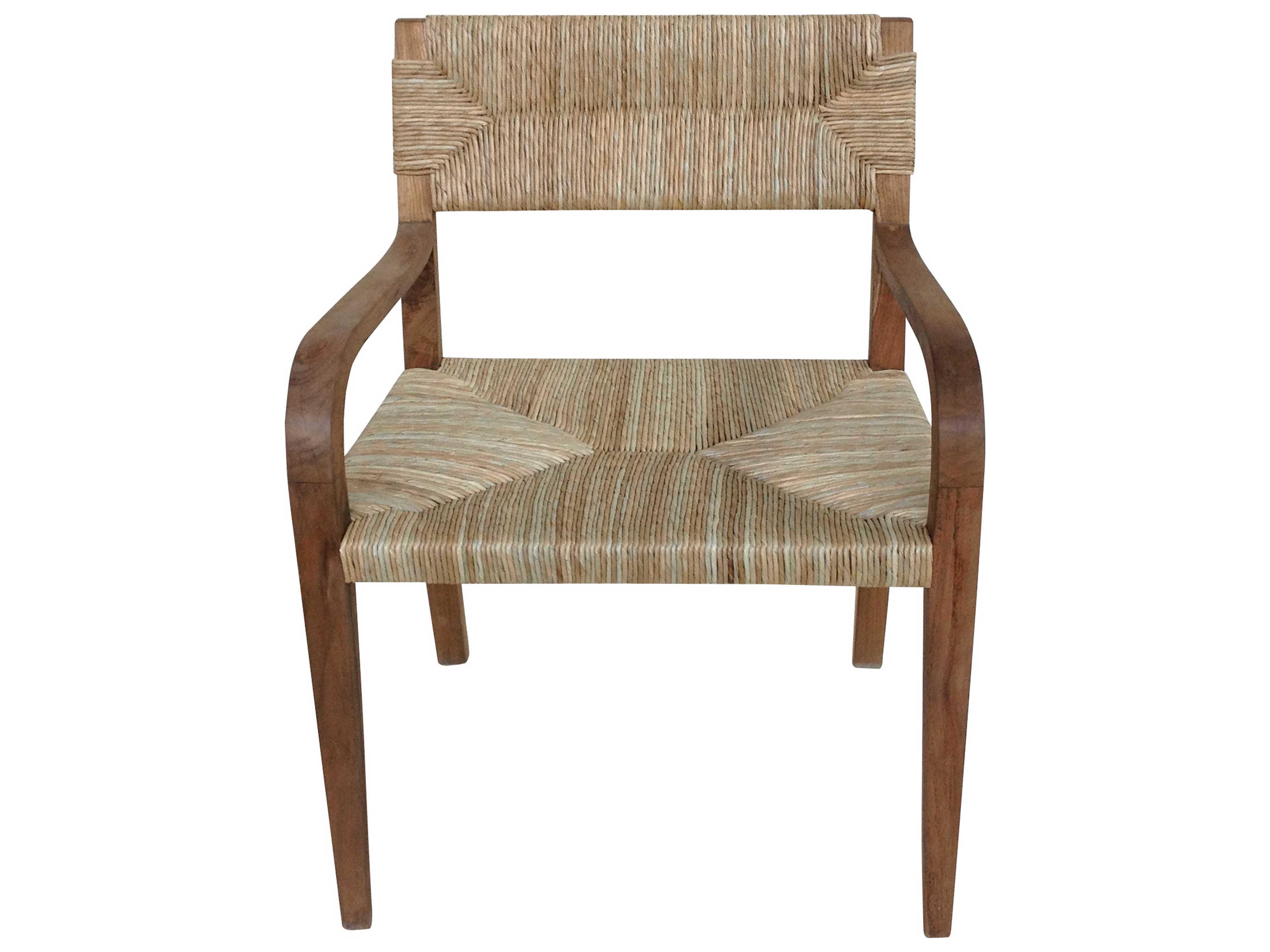 Noir Teak Wood Beige Arm Dining Chair