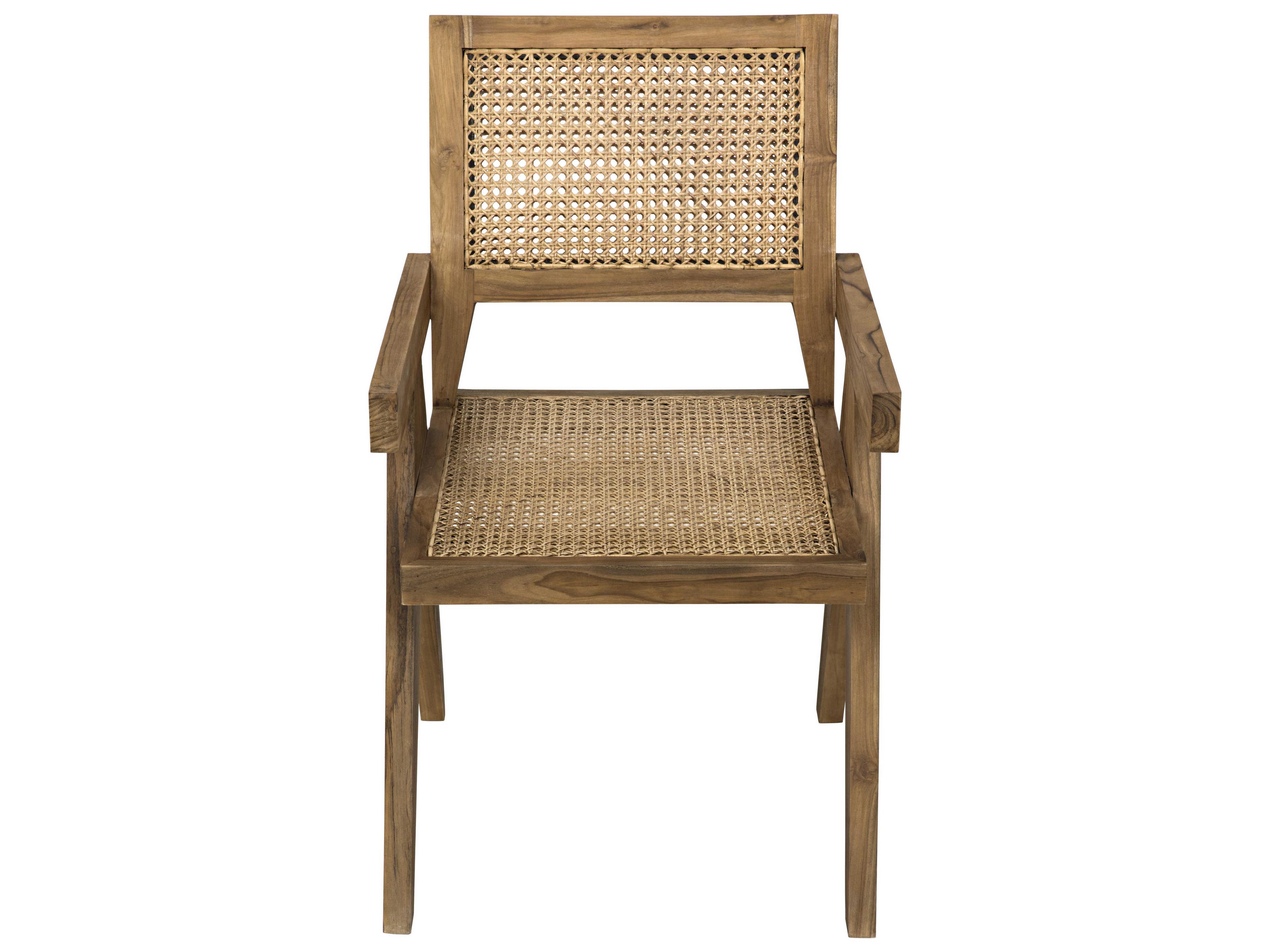 Noir Living Room Accents Teak Wood Brown Arm Dining Chair