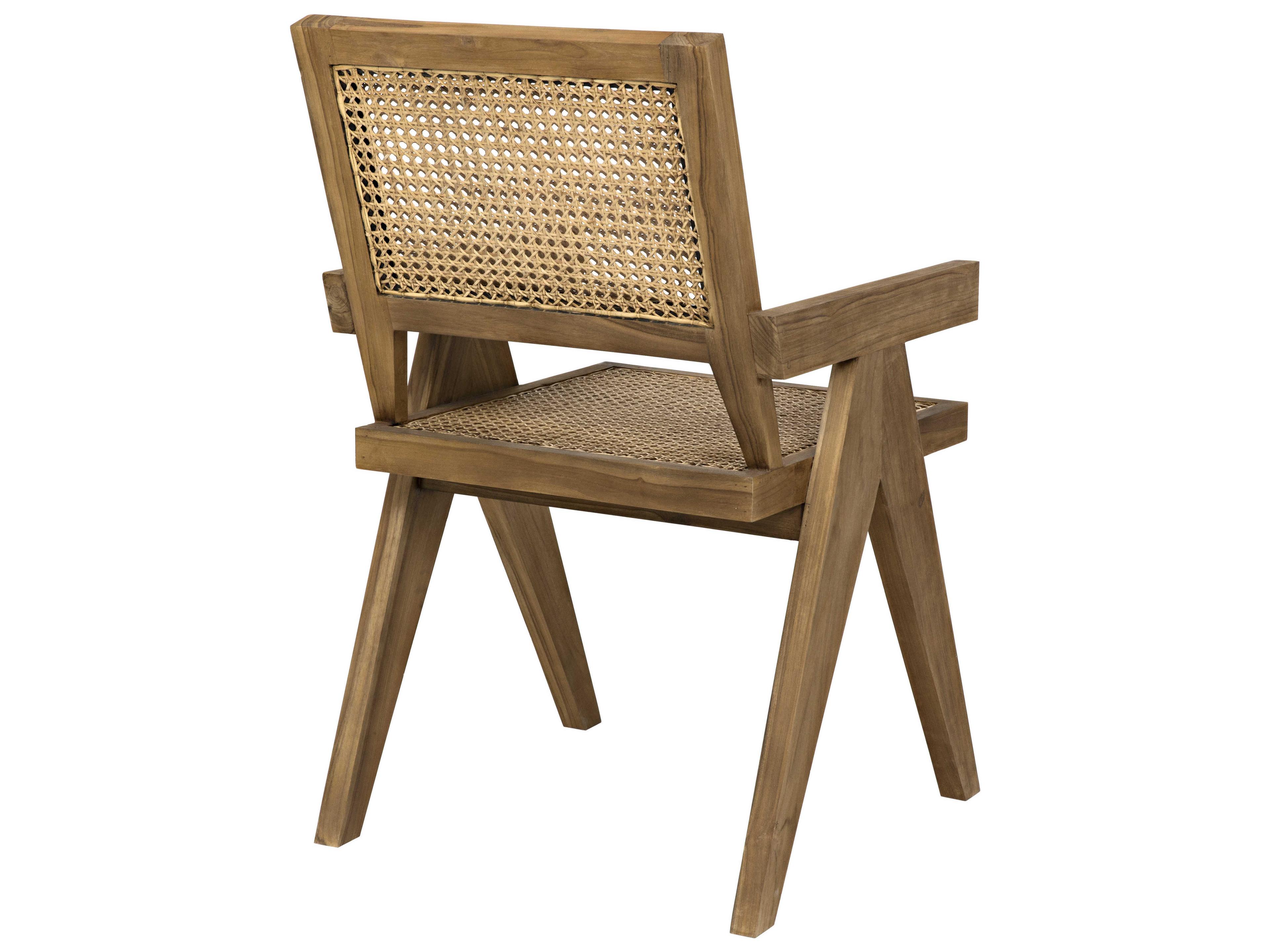 Noir Living Room Accents Teak Wood Brown Arm Dining Chair