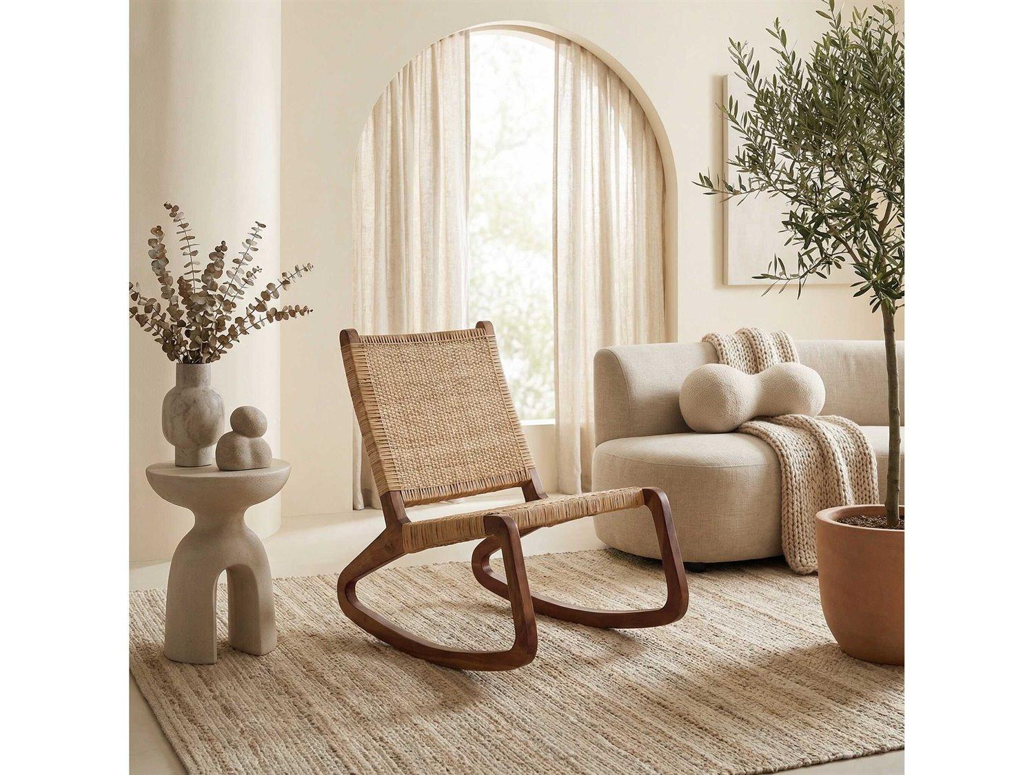 Noir Living Room Beige Accents Rocker Rocking Chair