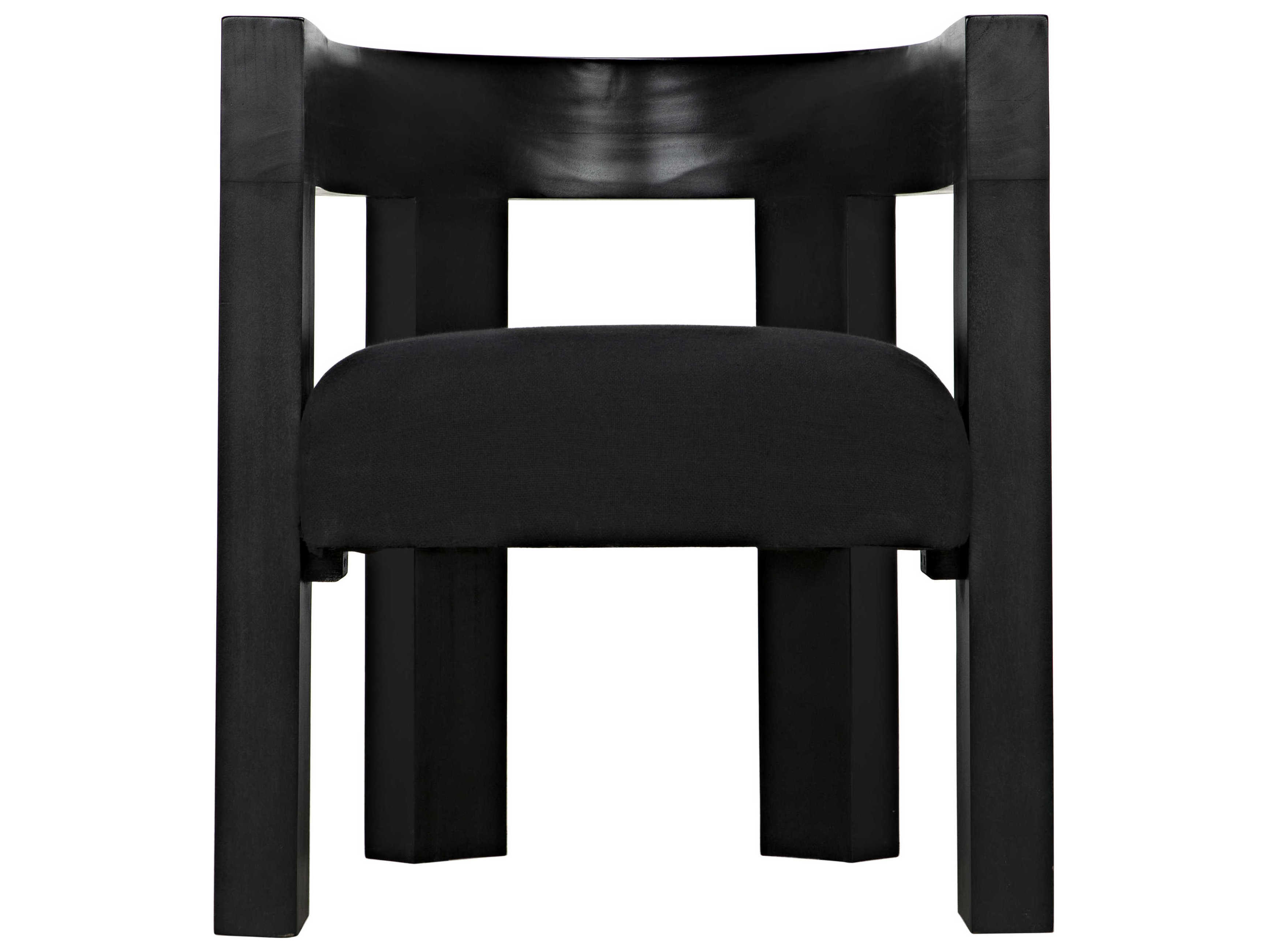 Noir Mahogany Wood Black Upholstered Arm Dining Chair
