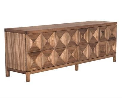 Noir Quadrant 96" Walnut Wood Dark Sideboard