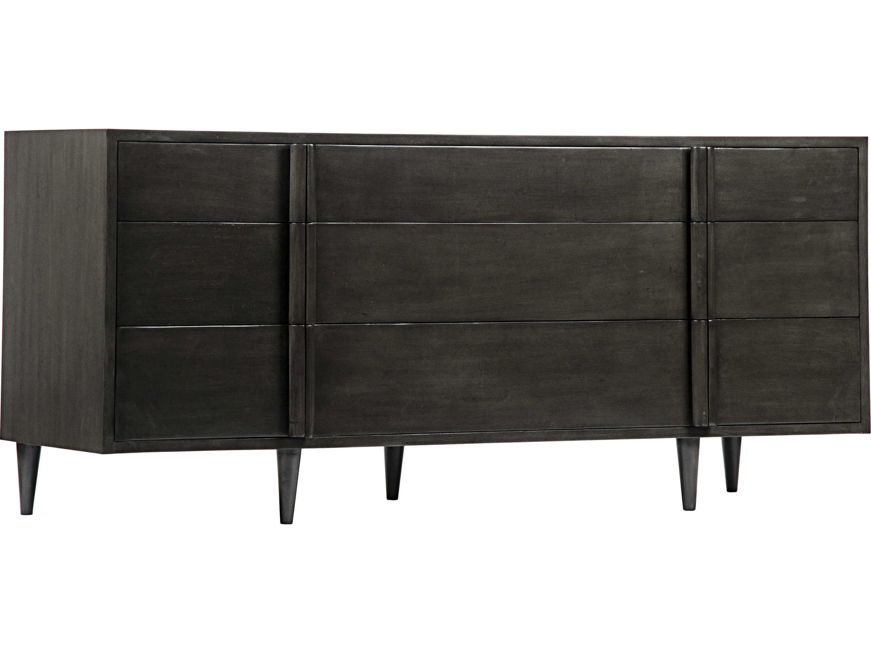 Noir Bedroom Storage Morten 9-Drawers Gray Mahogany Wood Dresser