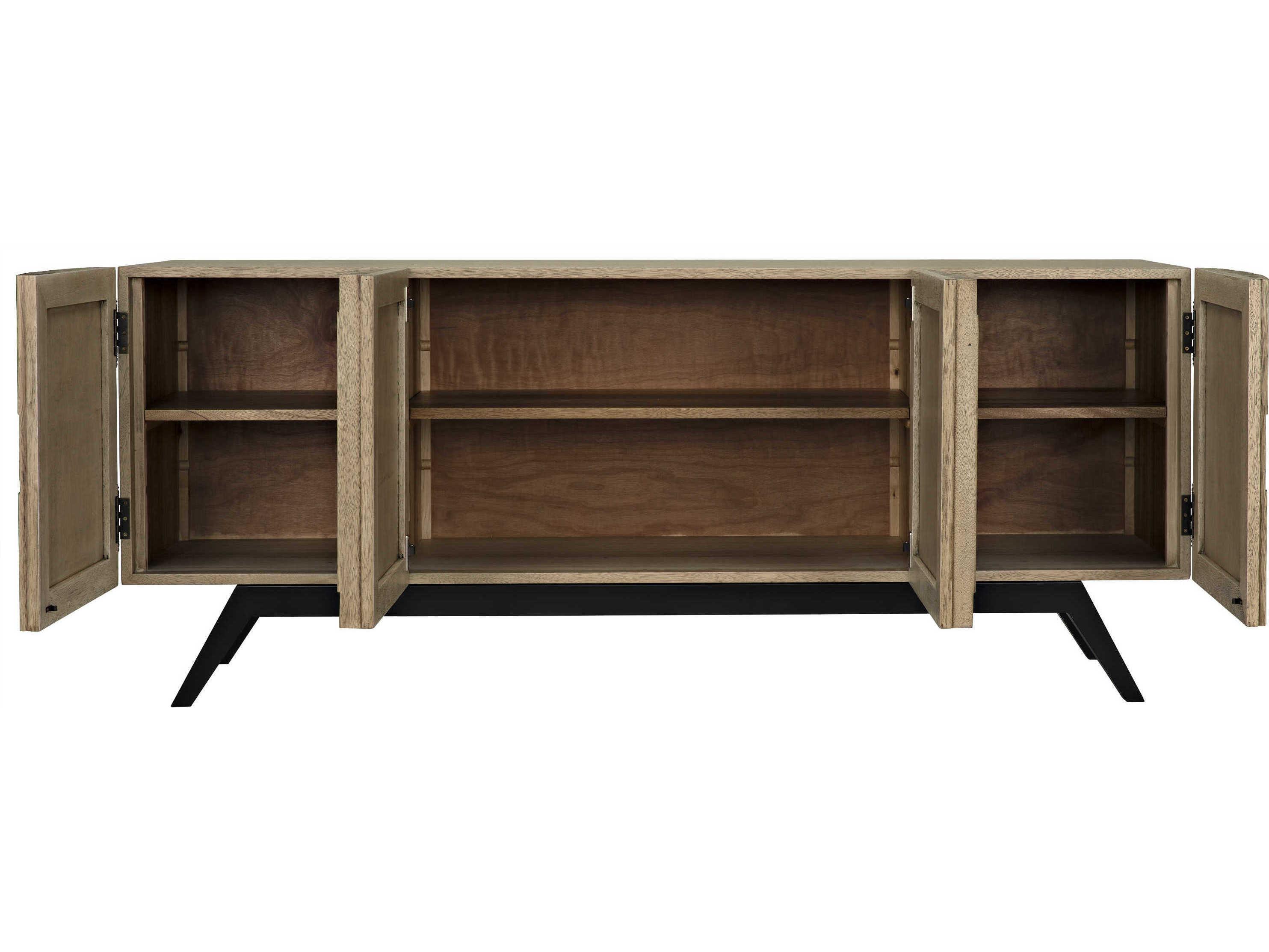 Noir 78" Walnut Wood Bleached Sideboard
