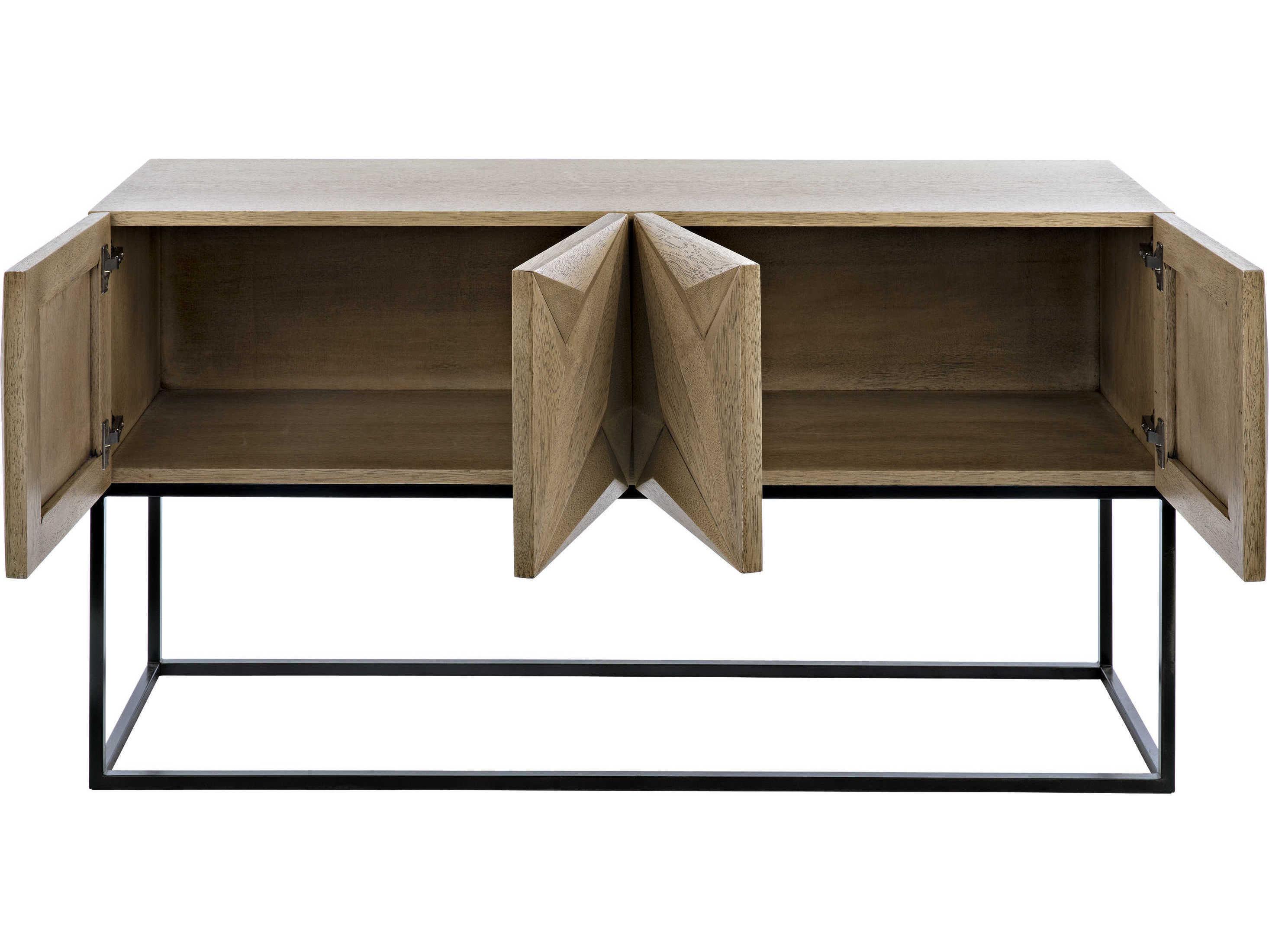 Noir Rectangular Wood Bleached Walnut Console Table