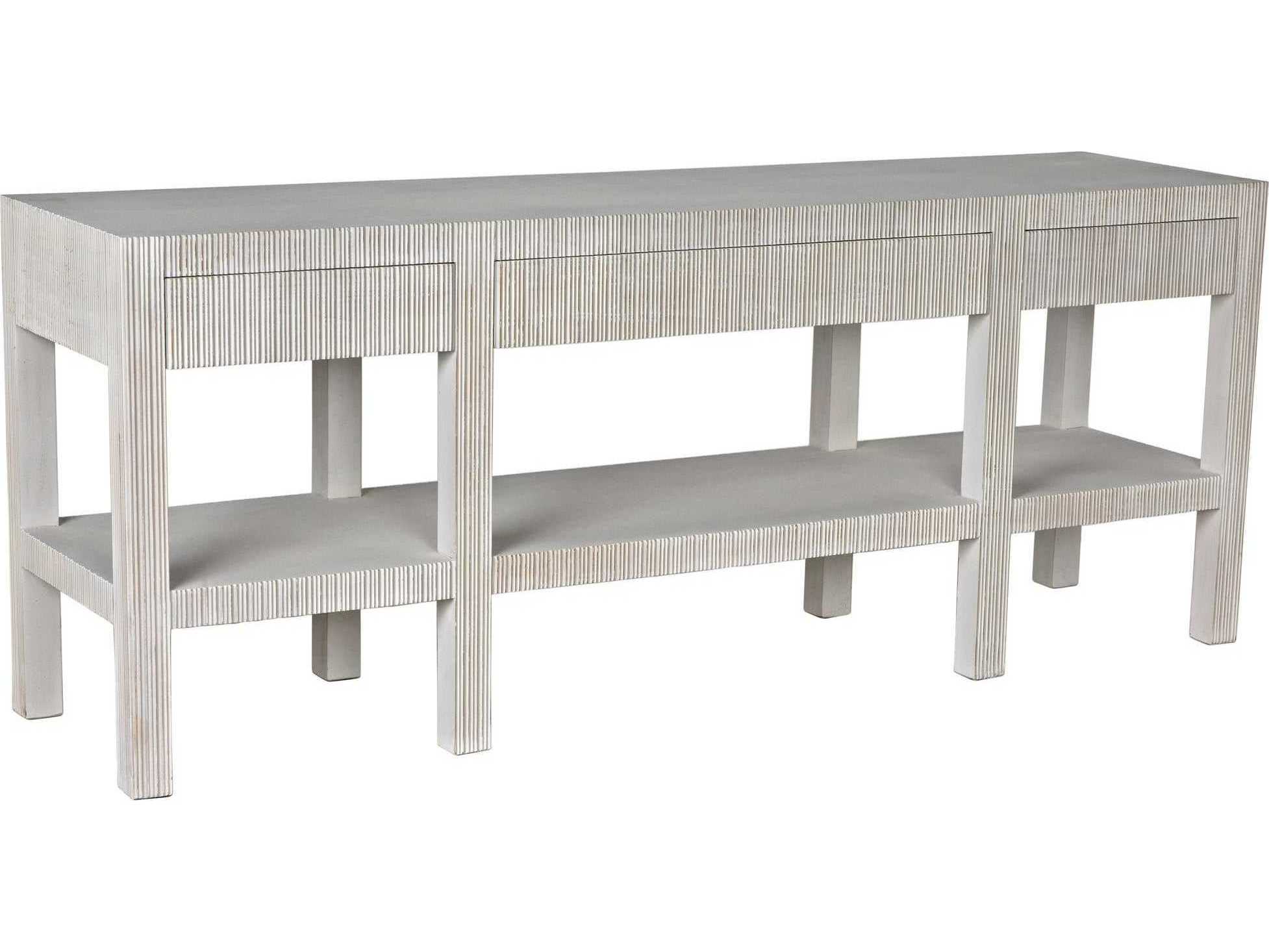 Noir Rectangular Wood White Wash Console Table