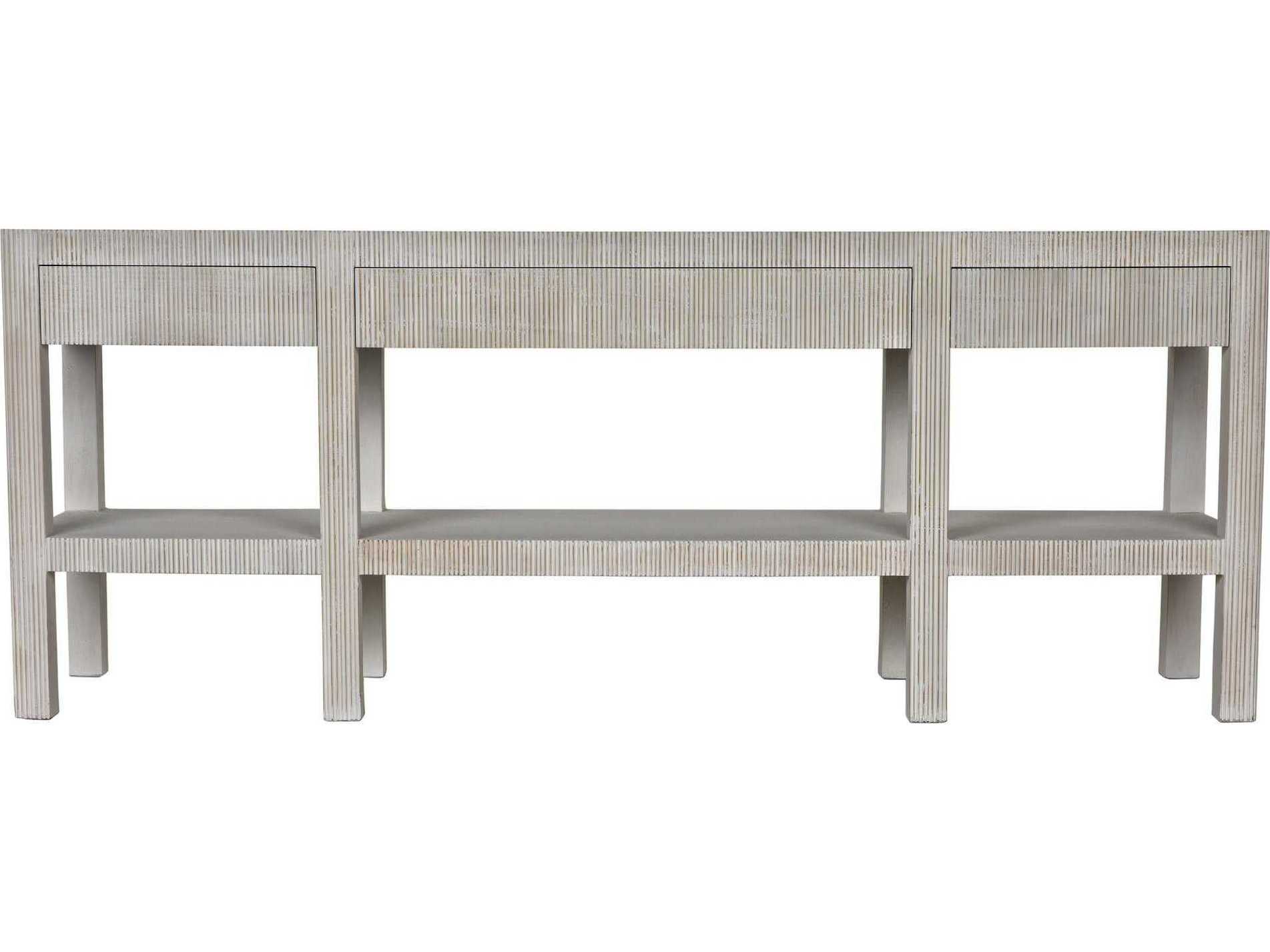 Noir Rectangular Wood White Wash Console Table