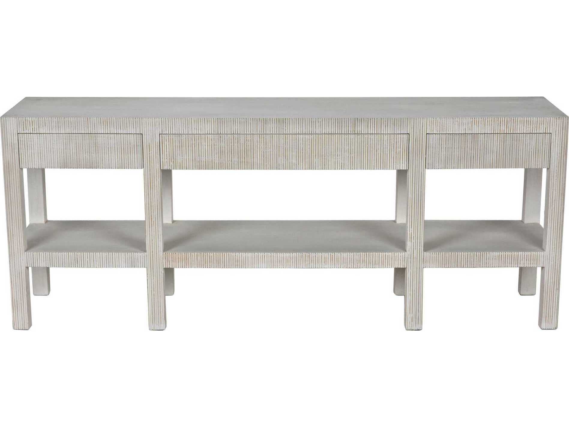 Noir Rectangular Wood White Wash Console Table
